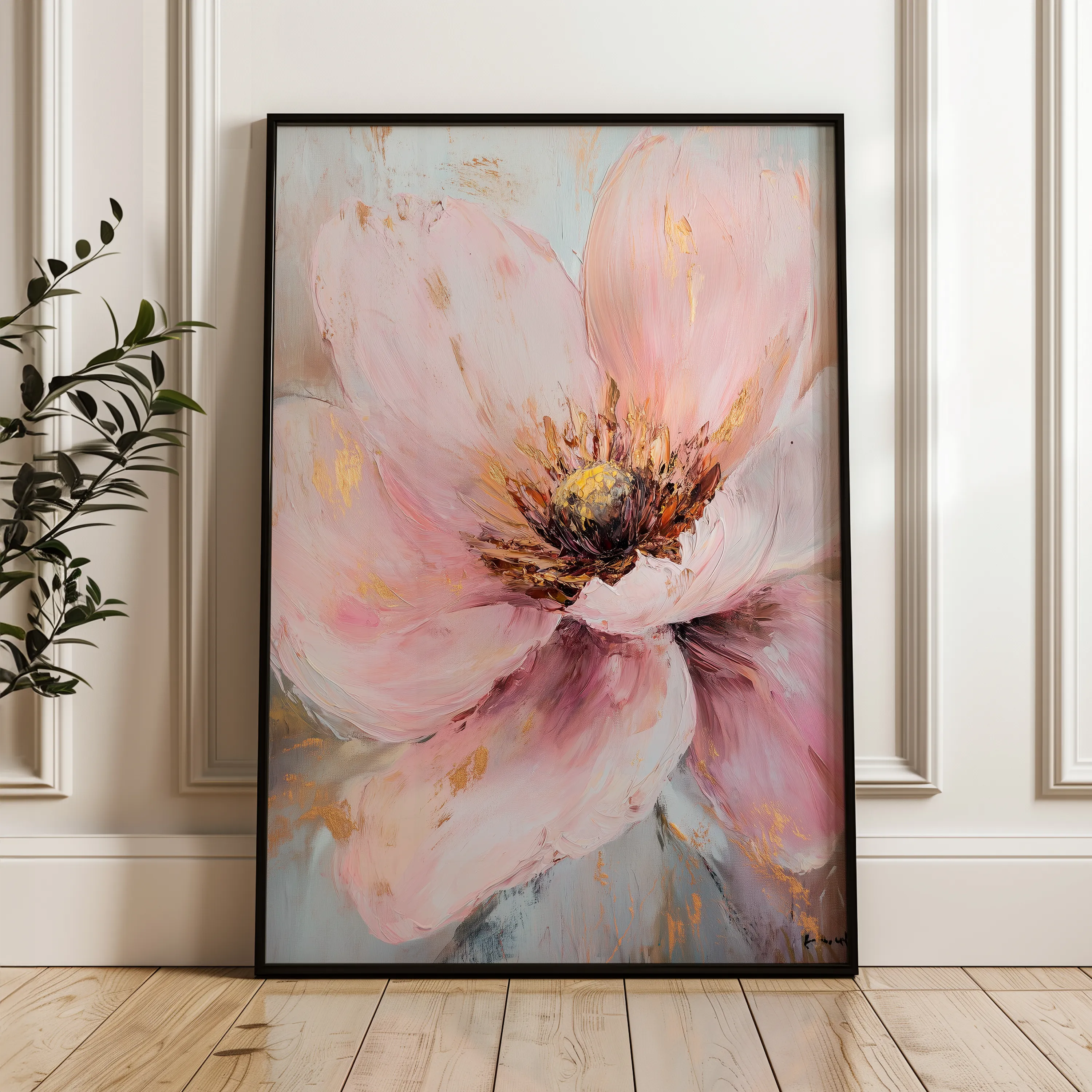 Floral 1483 Canvas Art 18" x 24" / 45 x 60 cm / Black
