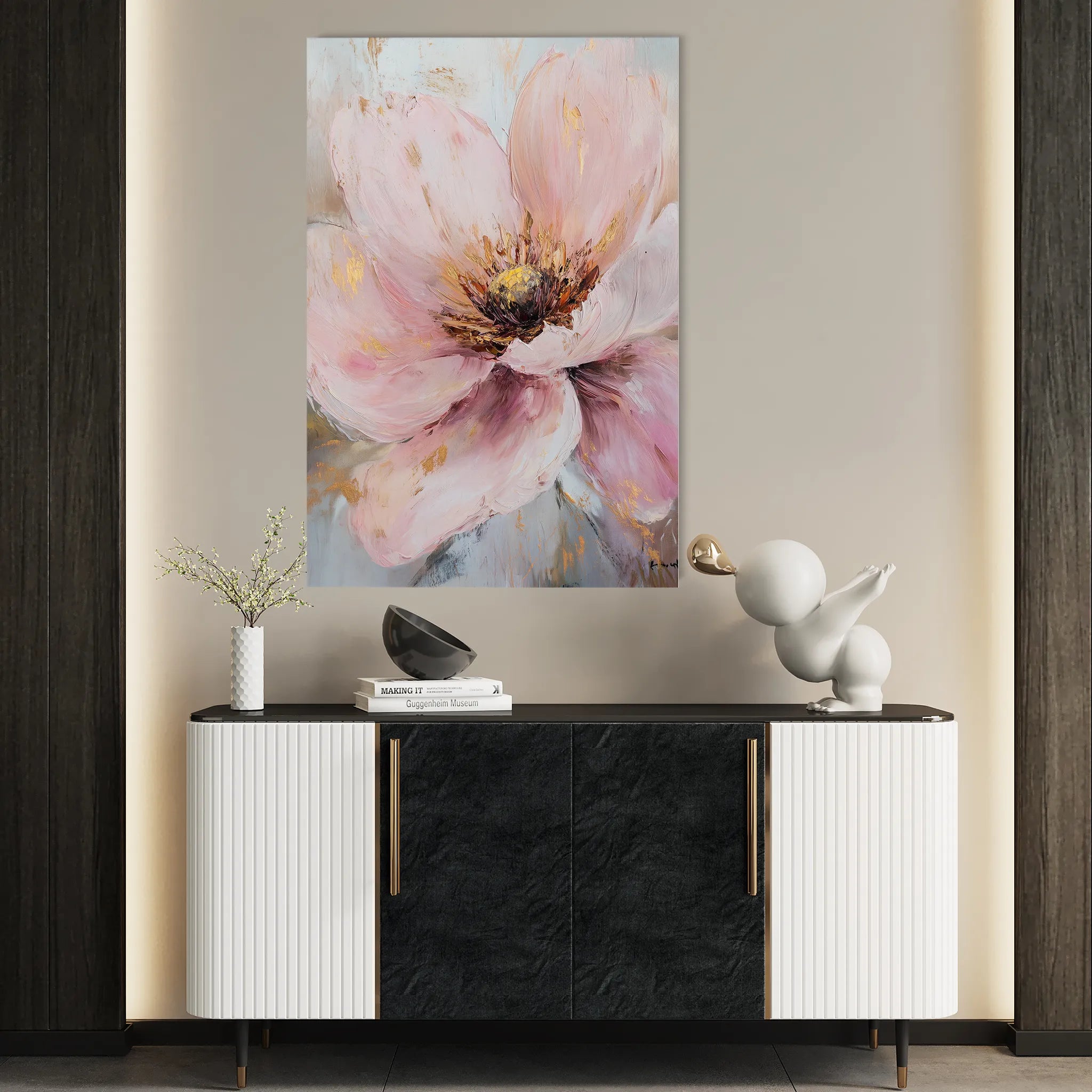 Floral 1483 Canvas Art 18" x 24" / 45 x 60 cm / Black