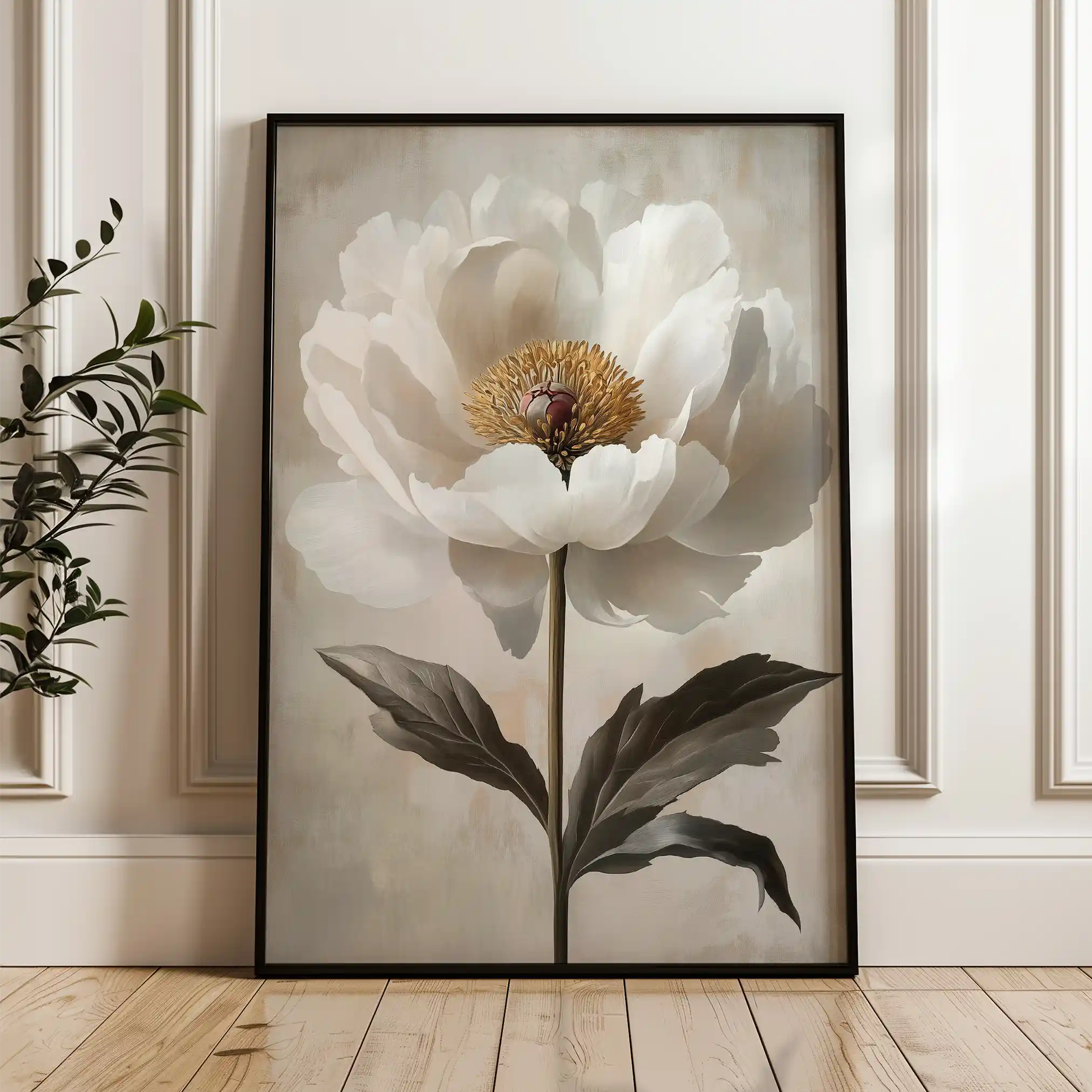 Floral 1487 Canvas Art 60 x 40 cm / Black