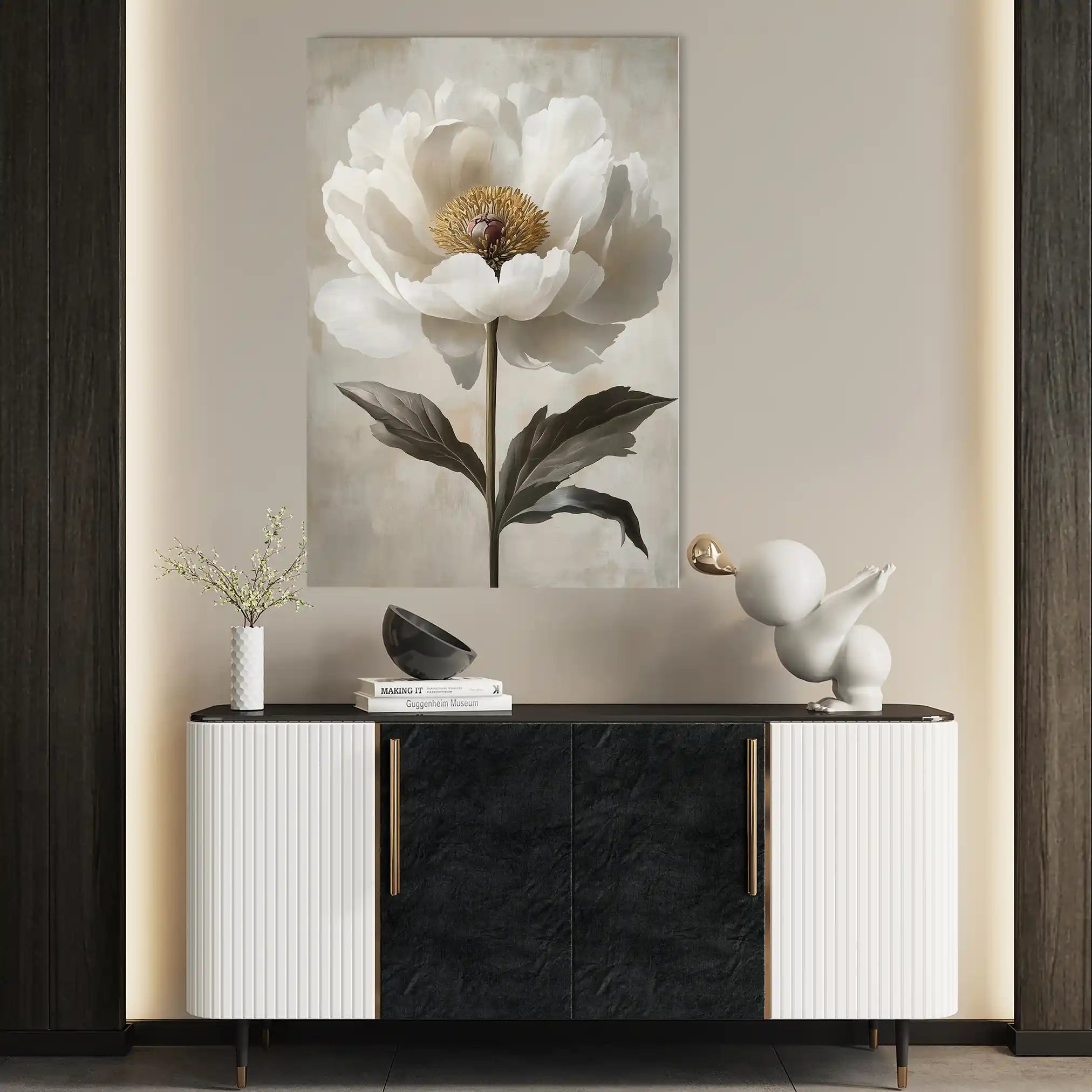 Floral 1487 Canvas Art 60 x 40 cm / Black