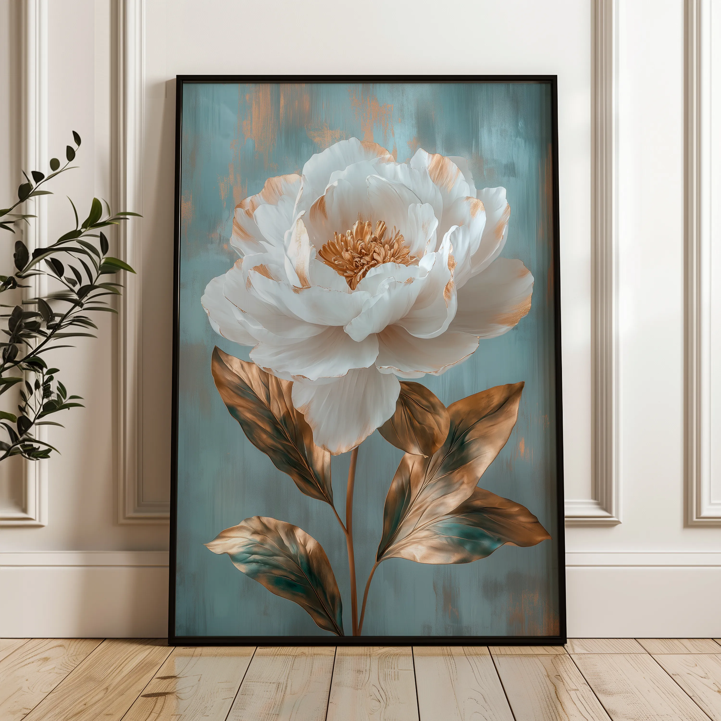 Floral 1488 Canvas Art 18" x 24" / 45 x 60 cm / Black