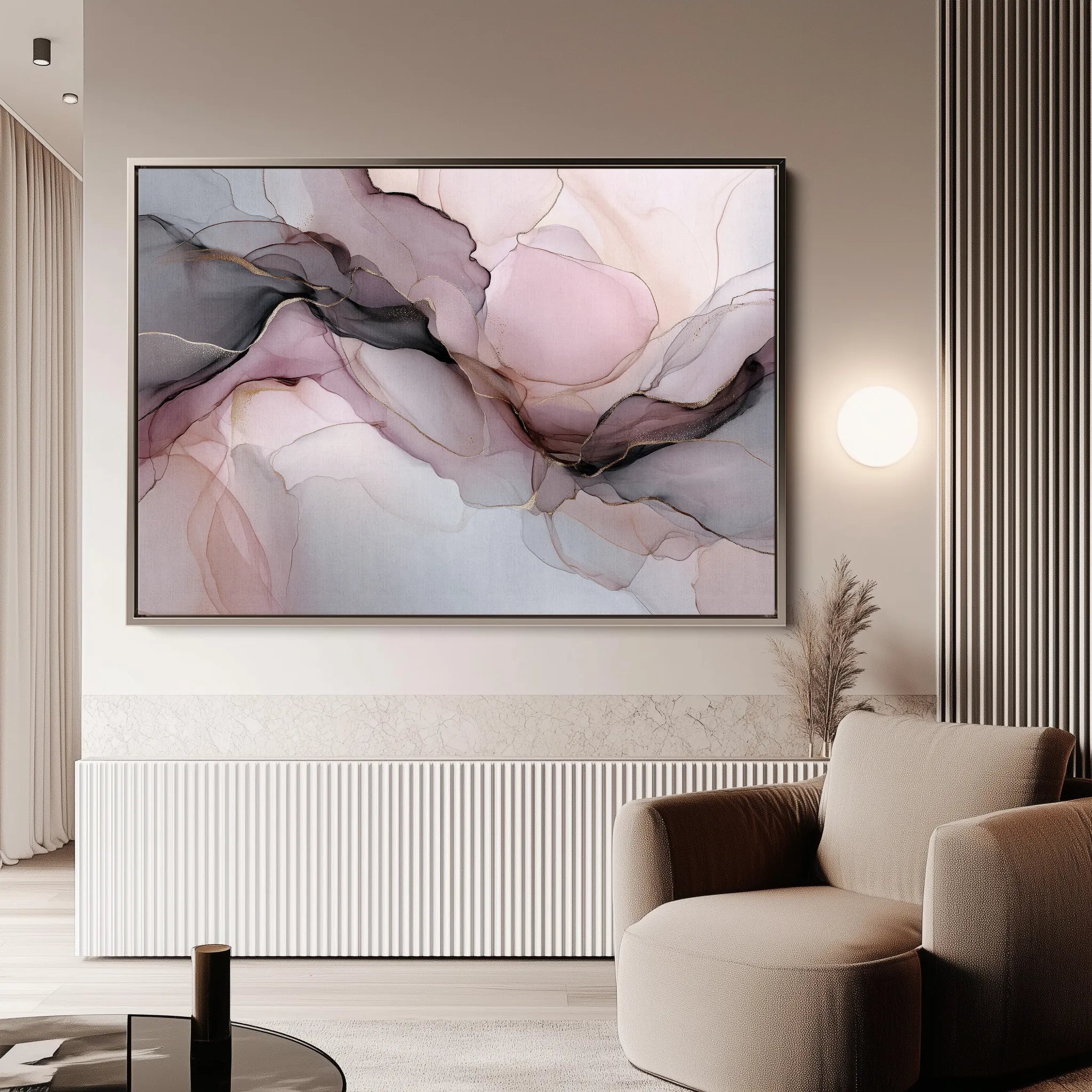 Abstract 1490 Canvas Art 18" x 24" / 45 x 60 cm / Black