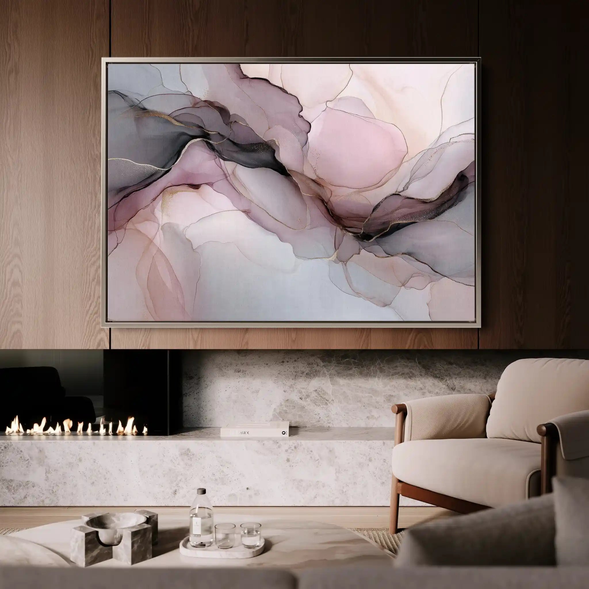 Abstract 1490 Canvas Art 60 x 40 cm / Black
