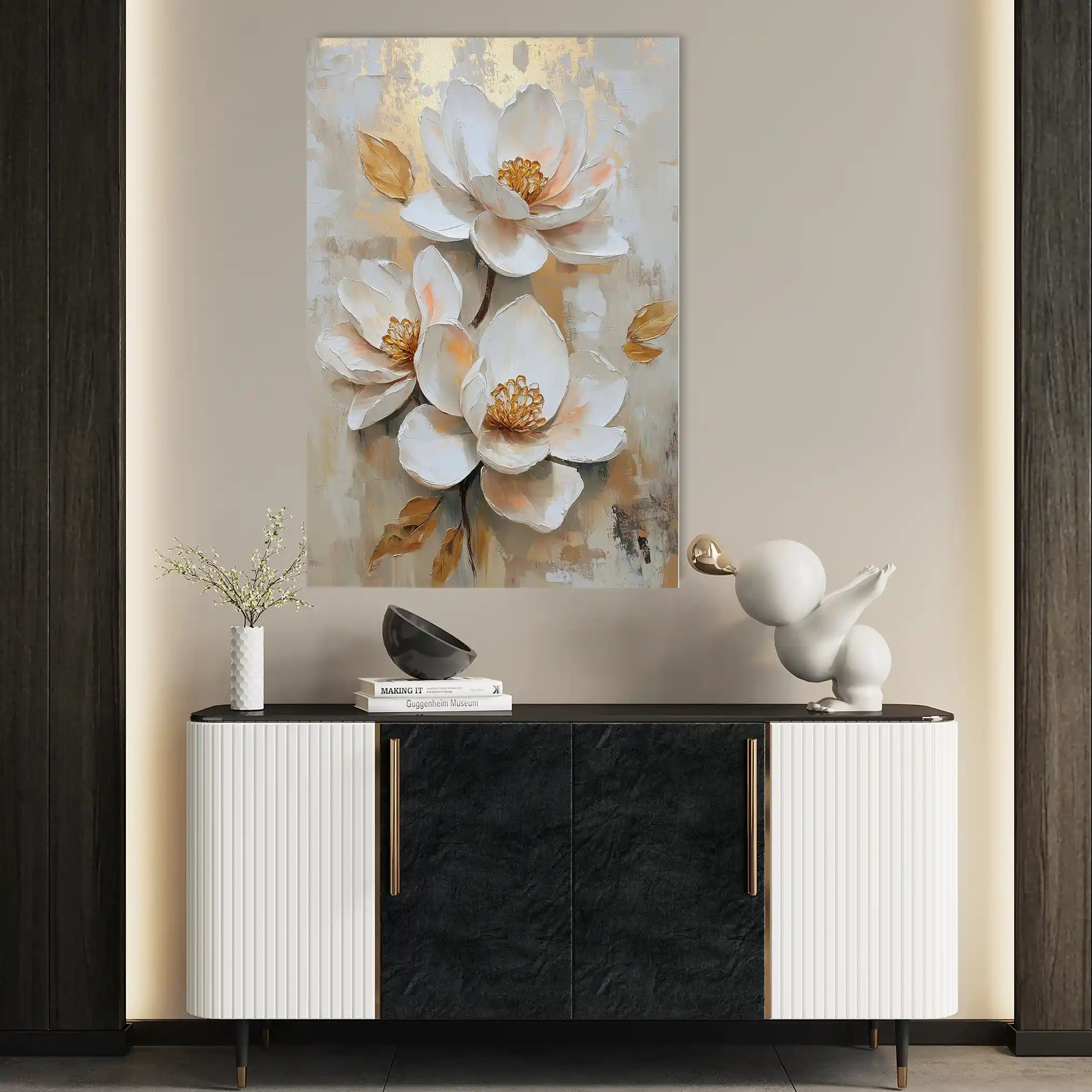Floral 1491 Canvas Art 60 x 40 cm / Black