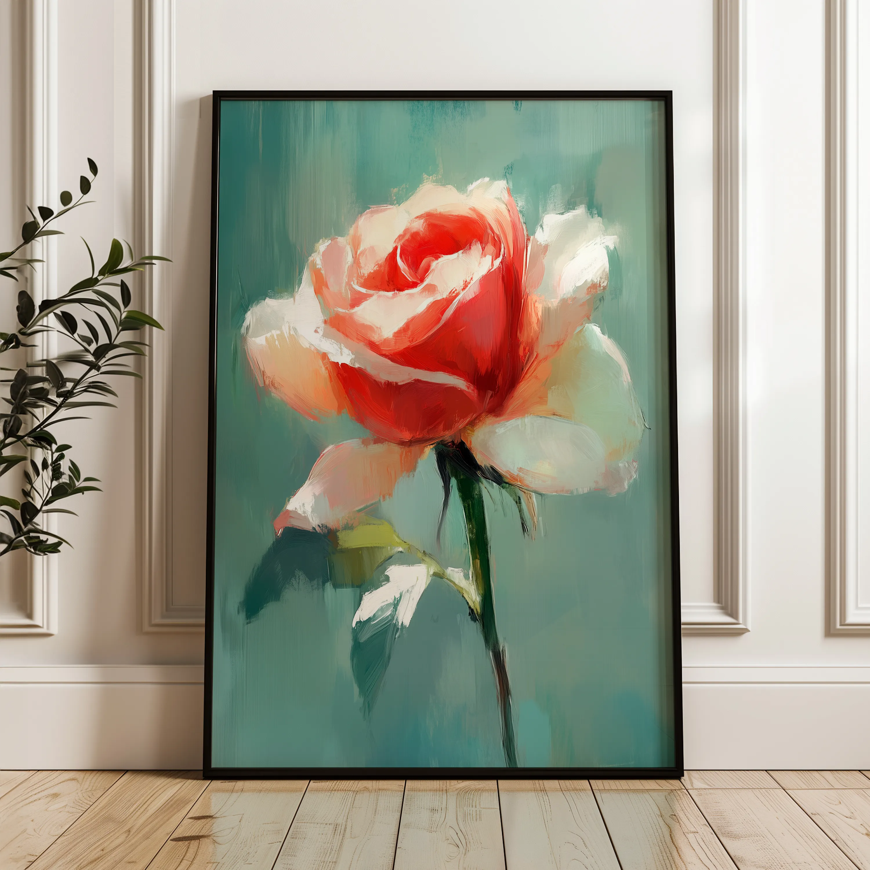 Floral 1493 Canvas Art 18" x 24" / 45 x 60 cm / Black