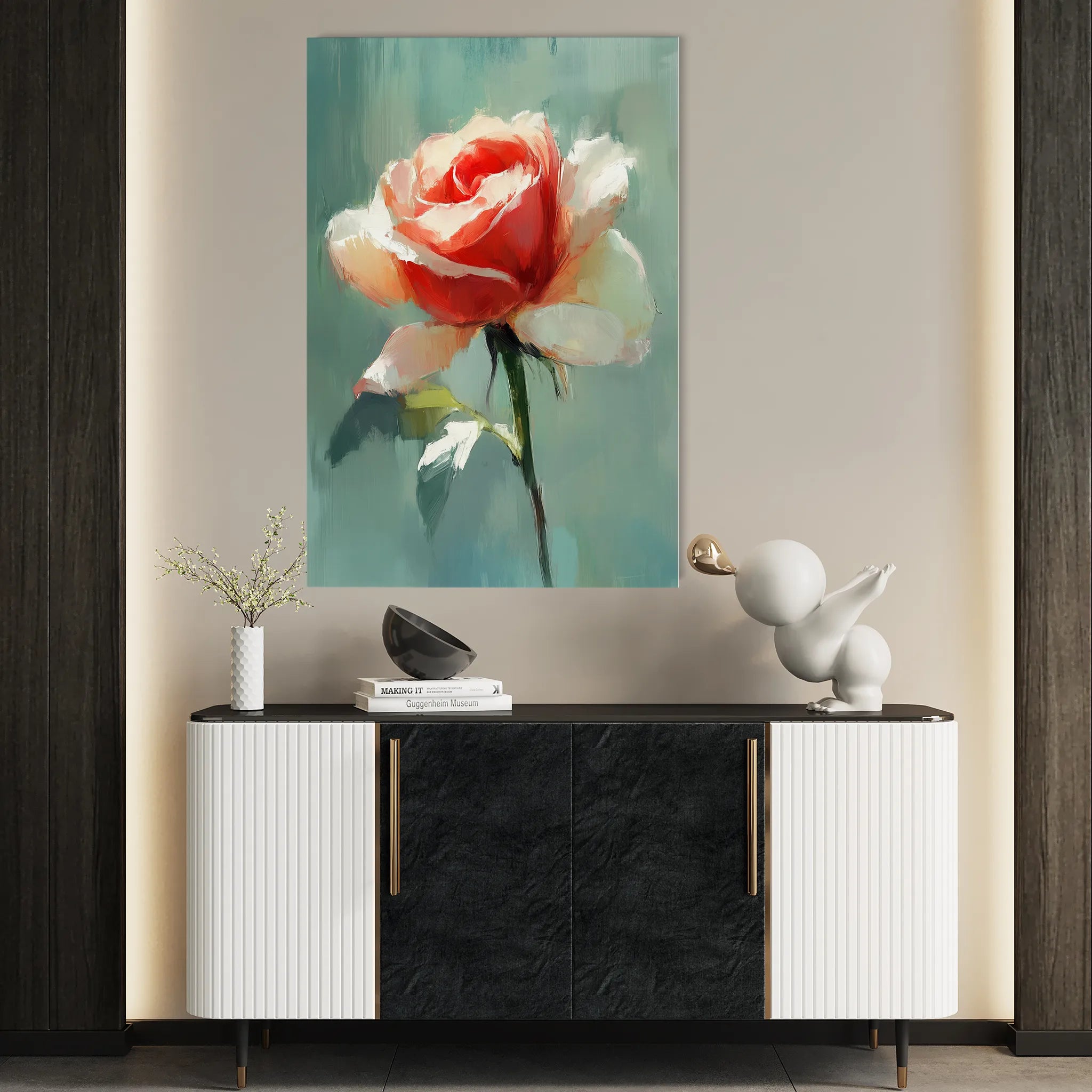 Floral 1493 Canvas Art 18" x 24" / 45 x 60 cm / Black