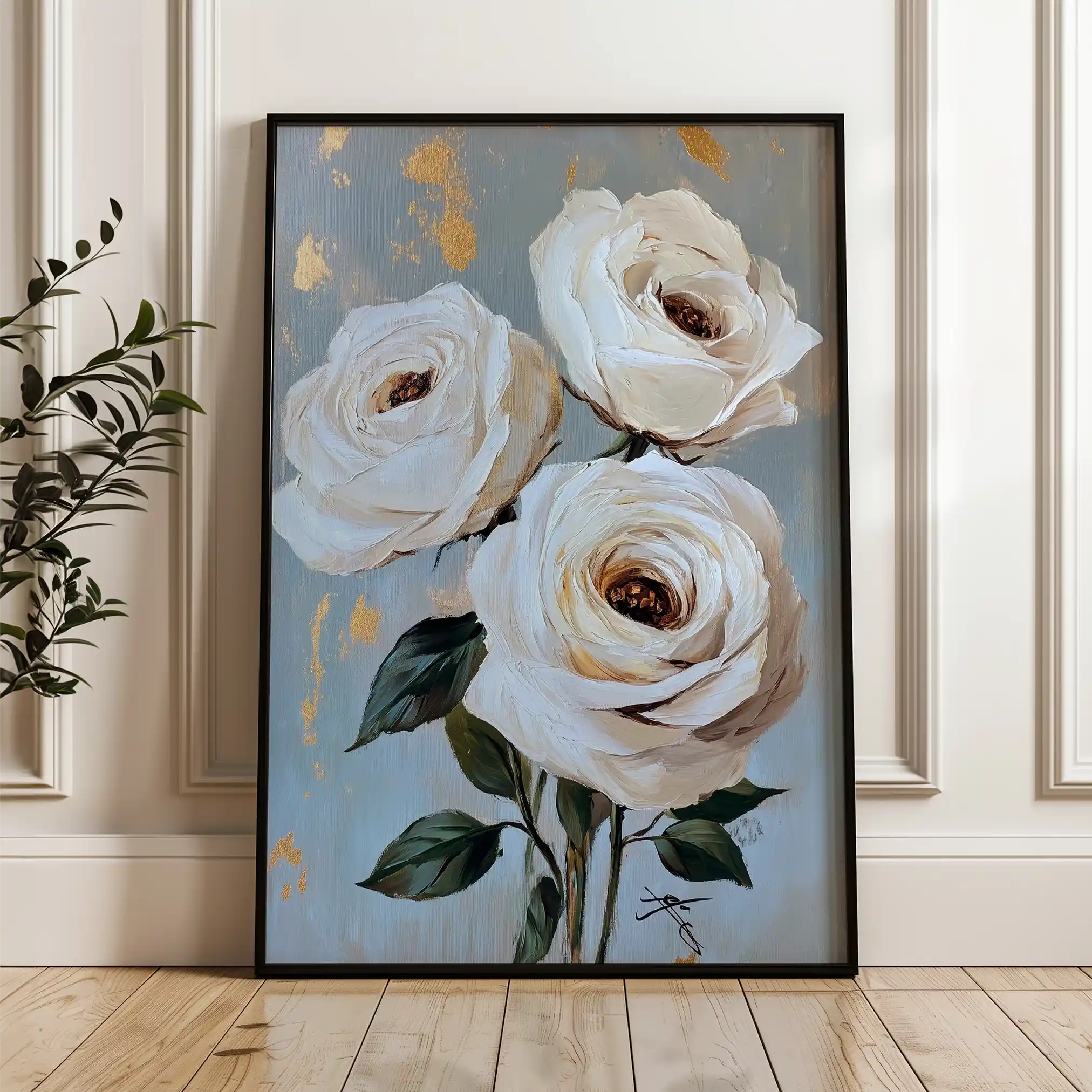Floral 1495 Canvas Art 60 x 40 cm / Black
