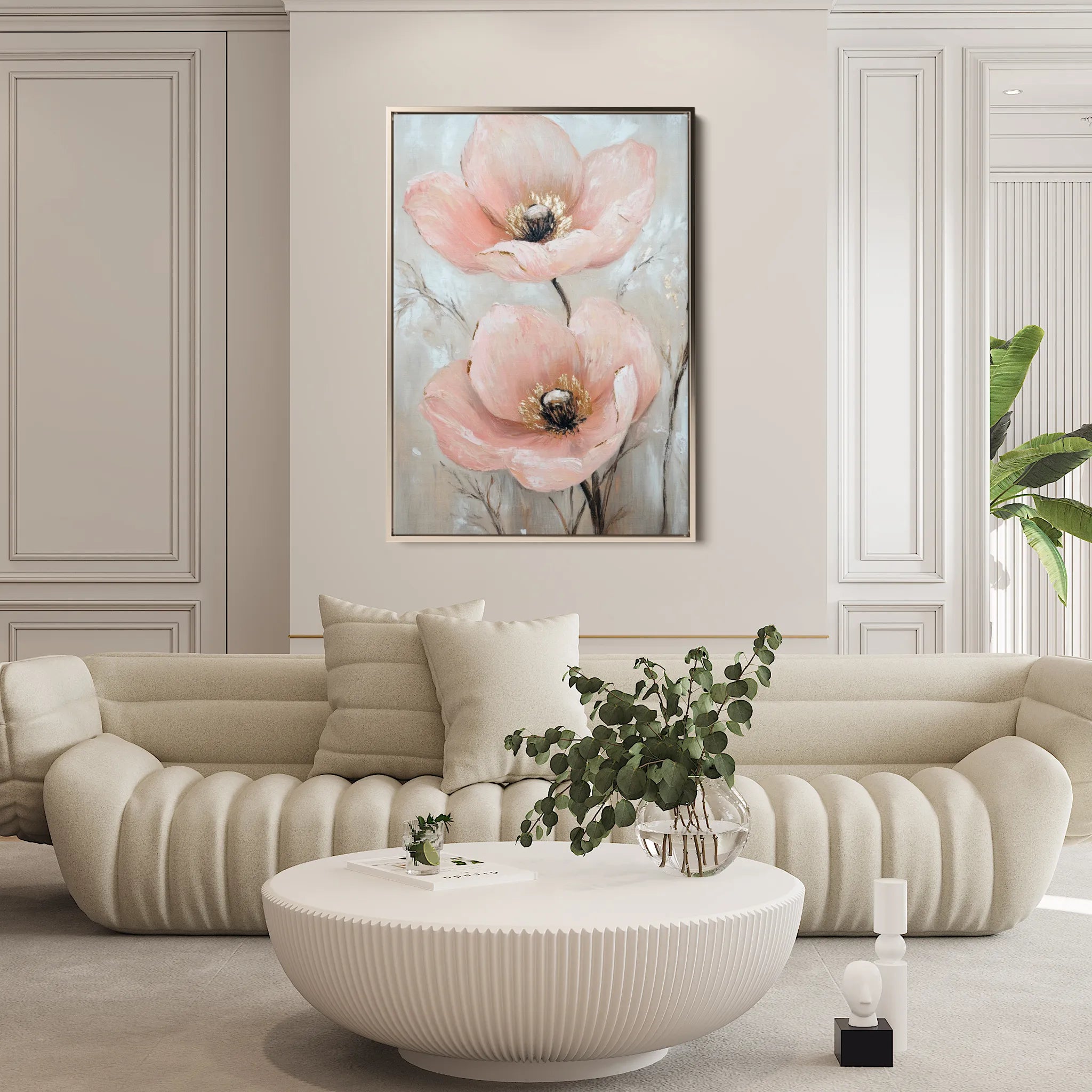 Floral 1498 Canvas Art 18" x 24" / 45 x 60 cm / Black