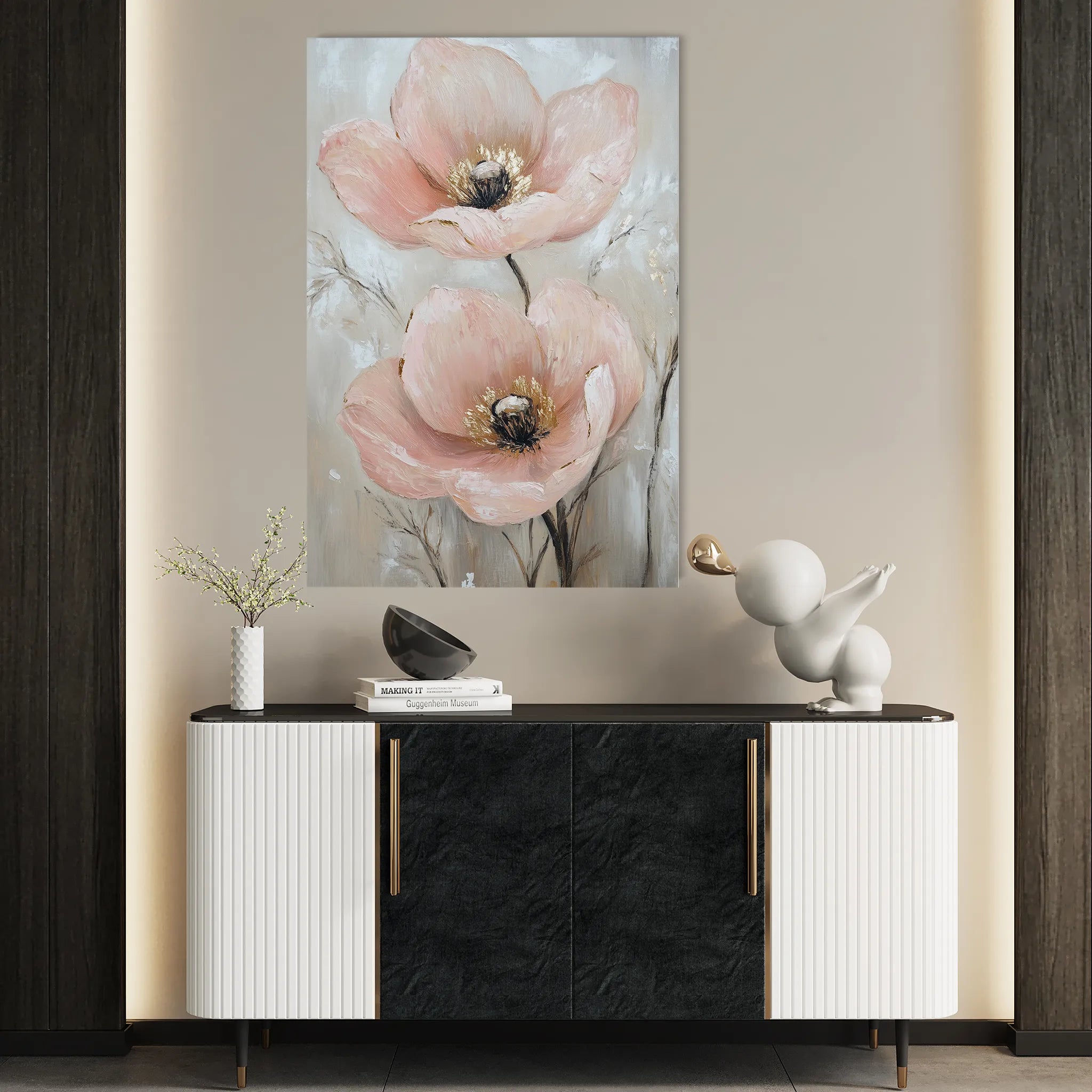 Floral 1498 Canvas Art 18" x 24" / 45 x 60 cm / Black