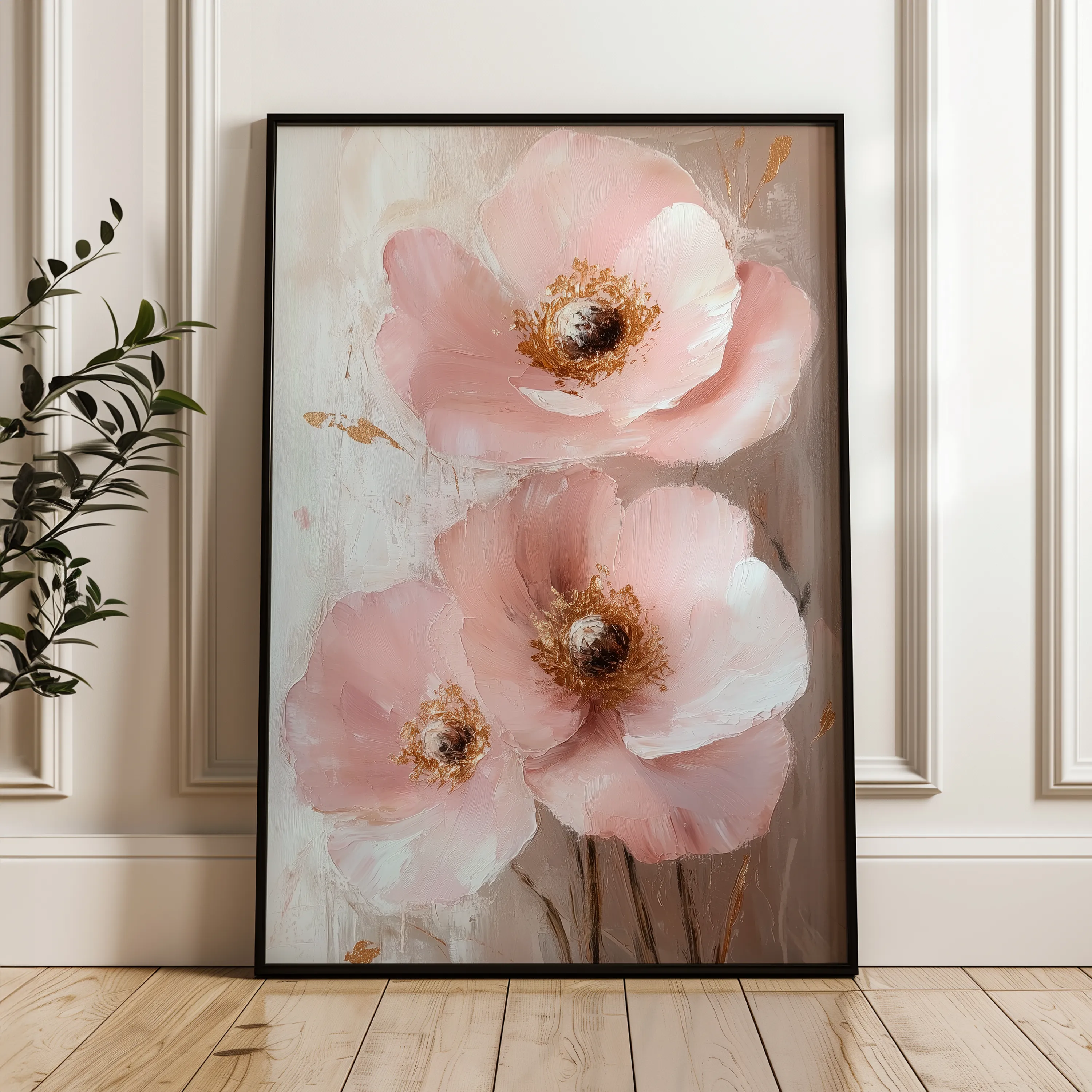 Floral 1499 Canvas Art 18" x 24" / 45 x 60 cm / Black