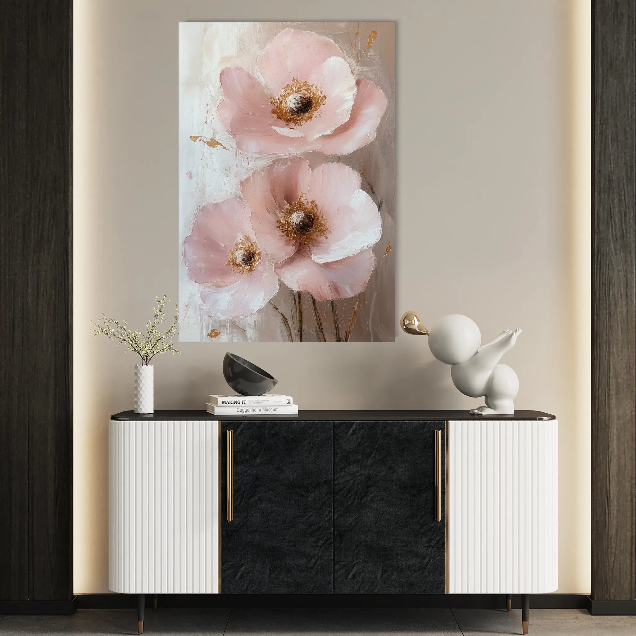 Floral 1499 Canvas Art 18" x 24" / 45 x 60 cm / Black