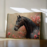 Horses 150 Canvas Art 18" x 24" / 45 x 60 cm / Black