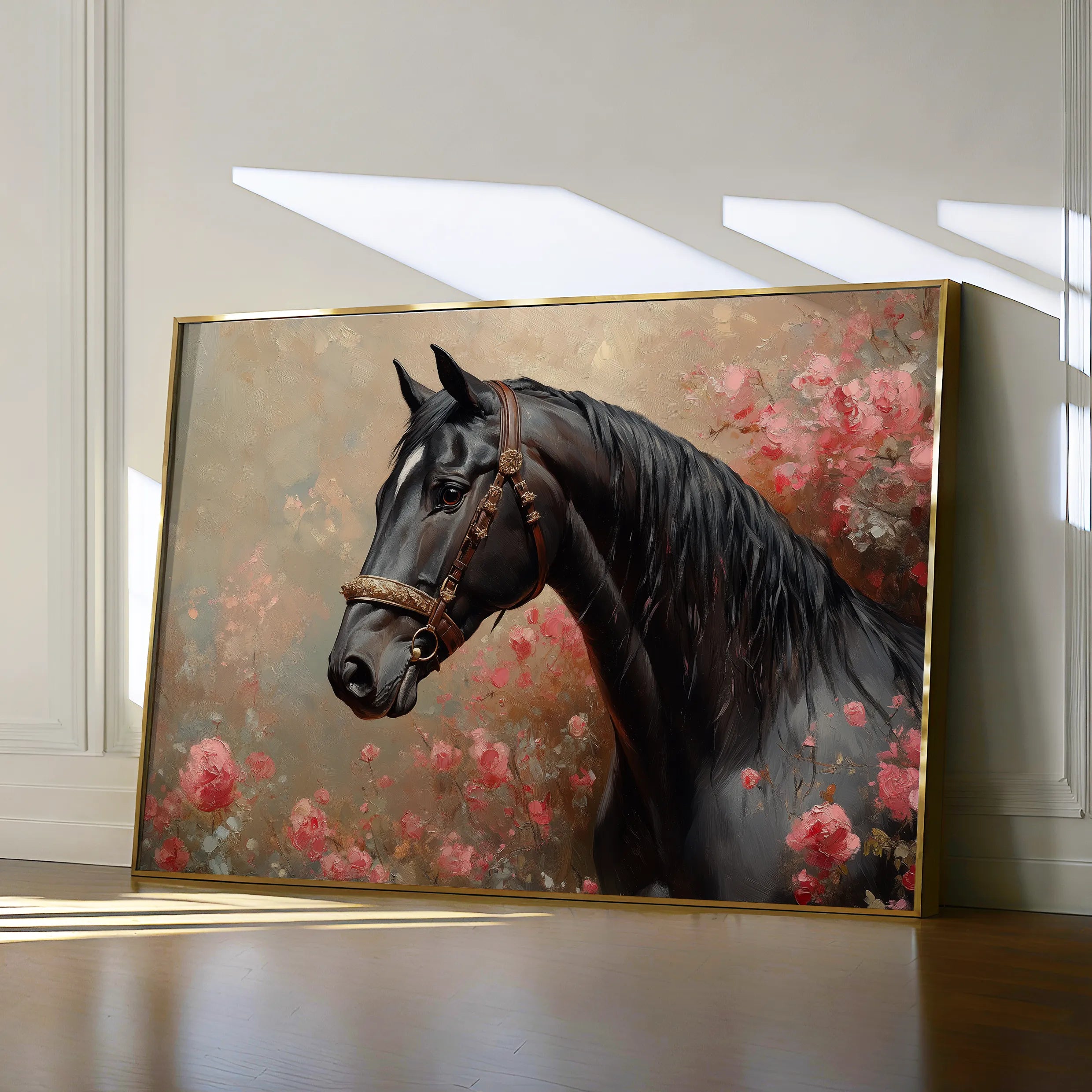 Horses 150 Canvas Art 18" x 24" / 45 x 60 cm / Black