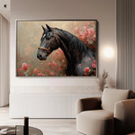 Horses 150 Canvas Art 18" x 24" / 45 x 60 cm / Black