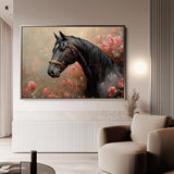 Horses 150 Canvas Art 18" x 24" / 45 x 60 cm / Black