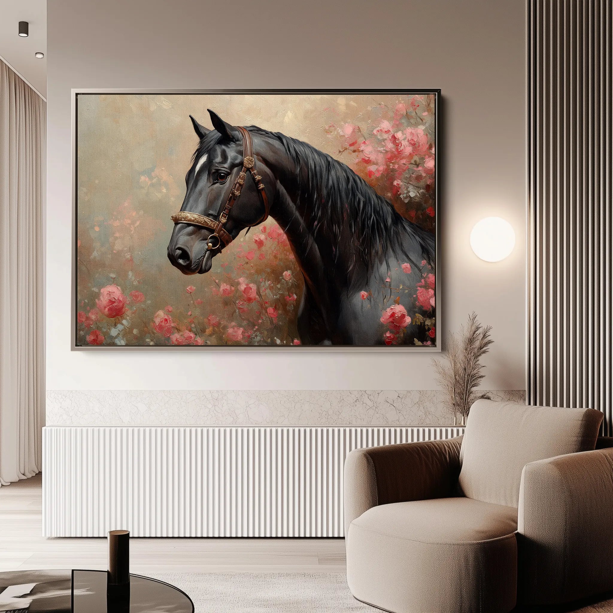 Horses 150 Canvas Art 18" x 24" / 45 x 60 cm / Black