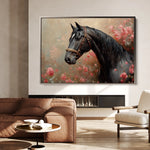 Horses 150 Canvas Art 18" x 24" / 45 x 60 cm / Black