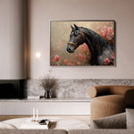 Horses 150 Canvas Art 18" x 24" / 45 x 60 cm / Black