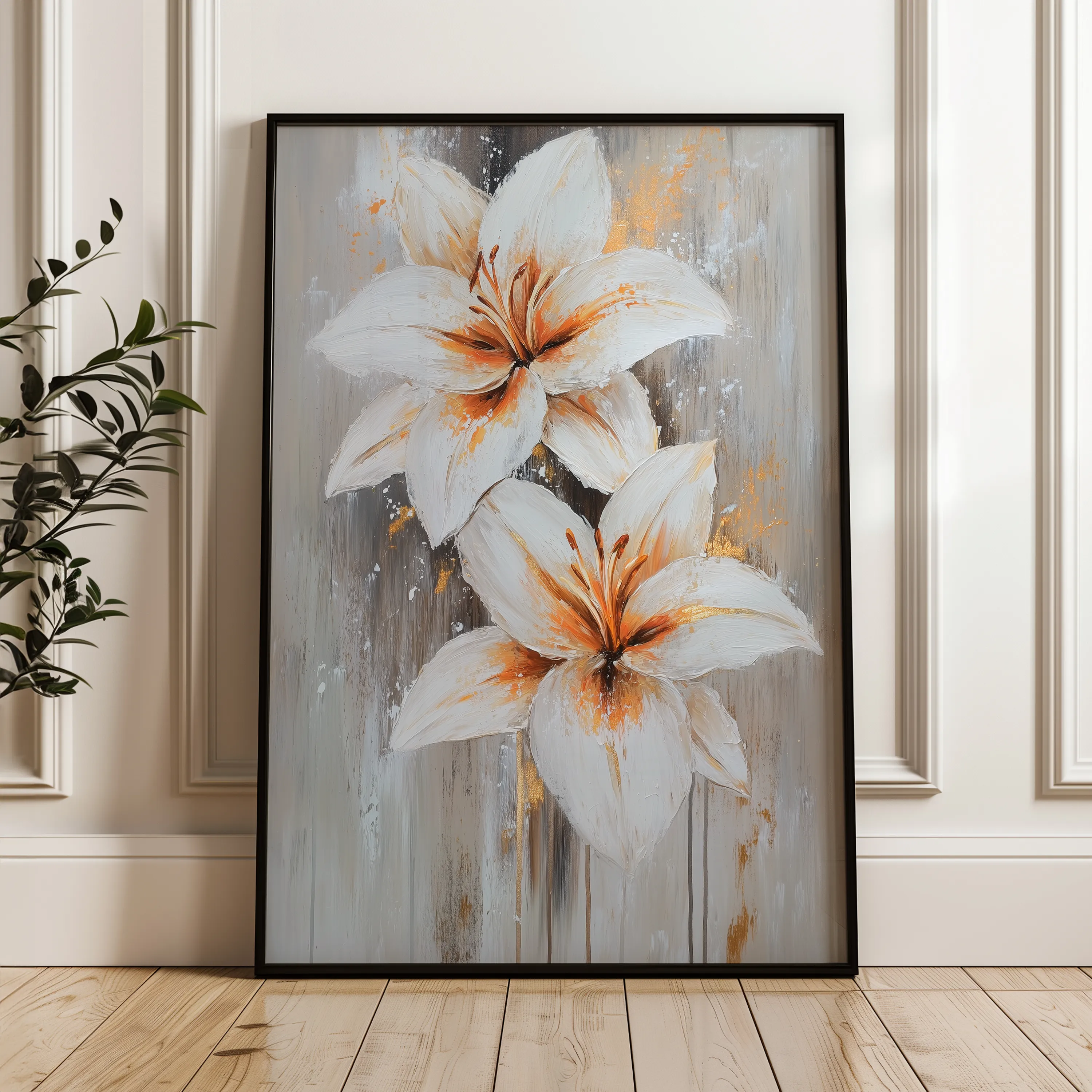 Floral 1501 Canvas Art 18" x 24" / 45 x 60 cm / Black