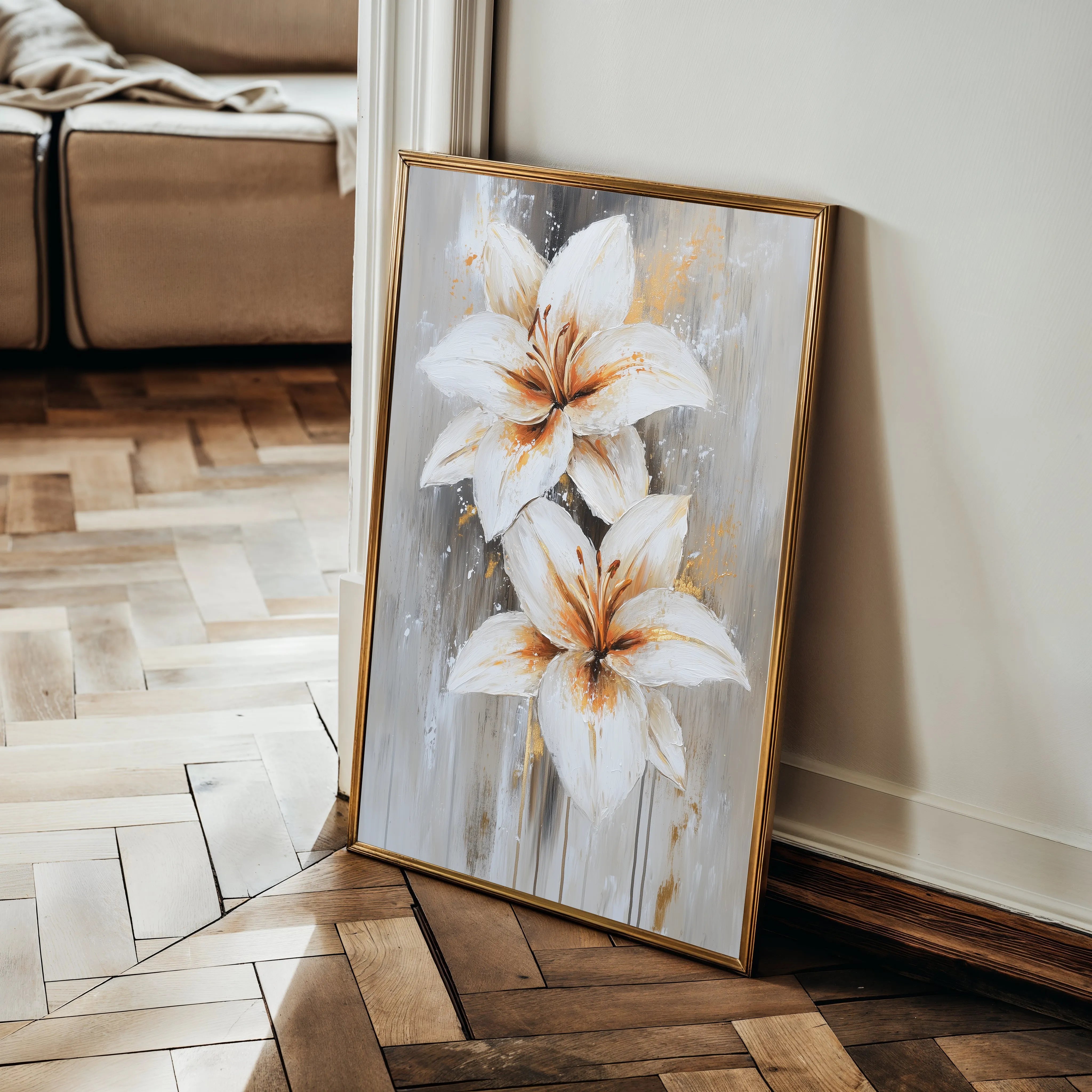 Floral 1501 Canvas Art 18" x 24" / 45 x 60 cm / Black