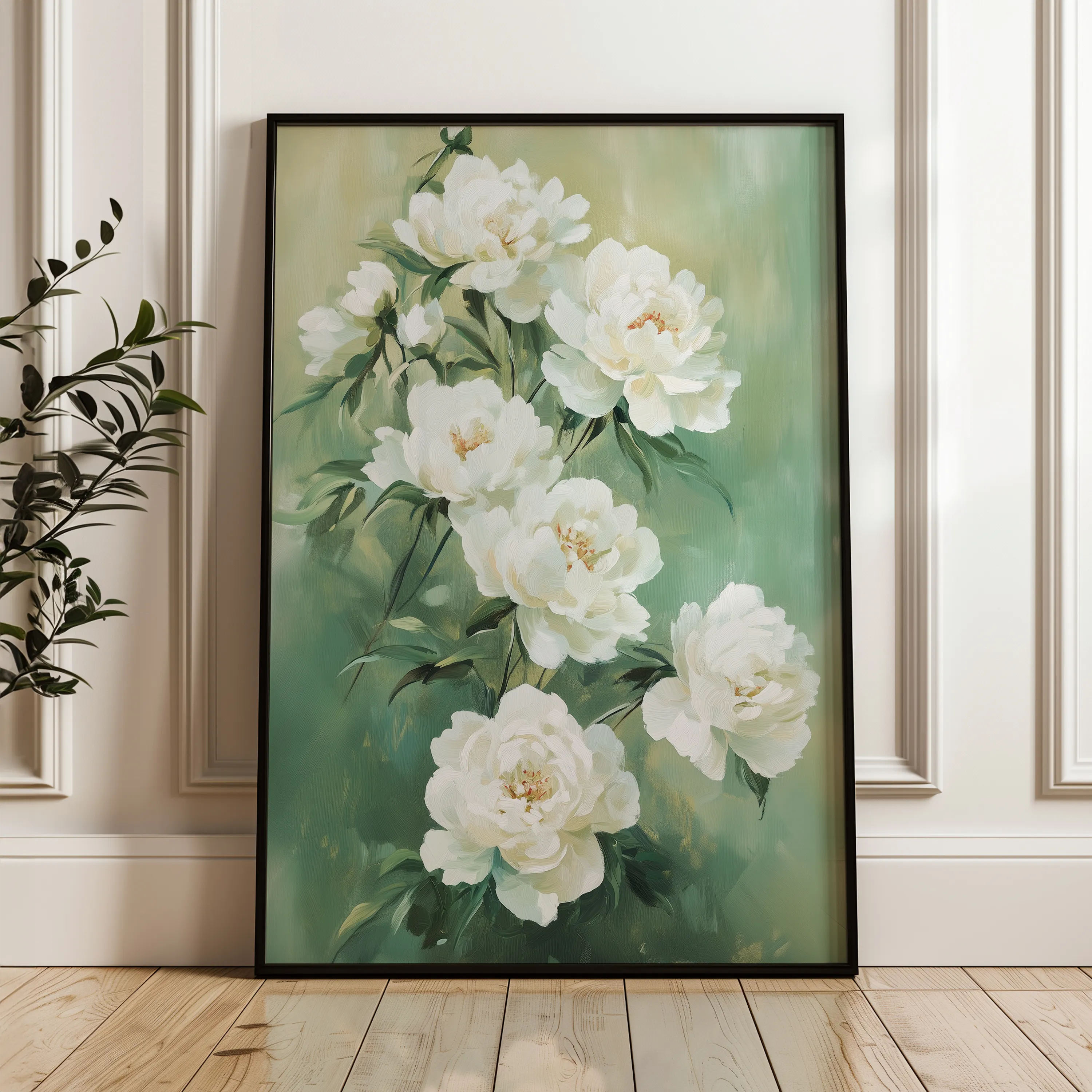 Floral 1502 Canvas Art 18" x 24" / 45 x 60 cm / Black
