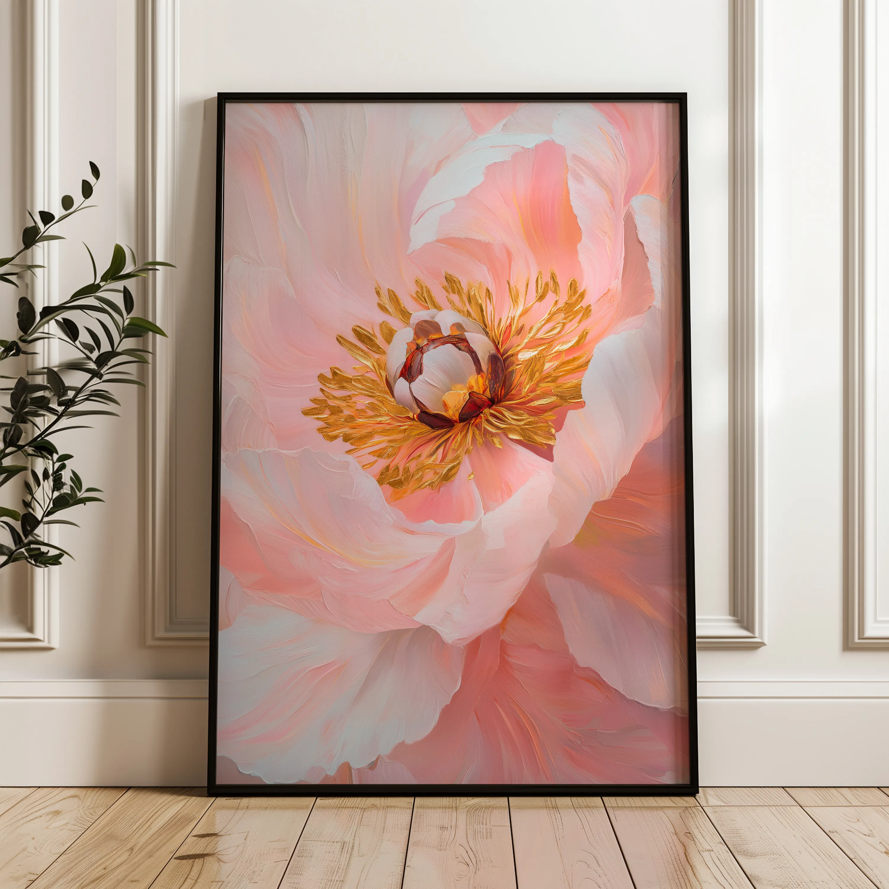 Floral 1505 Canvas Art 18" x 24" / 45 x 60 cm / Black