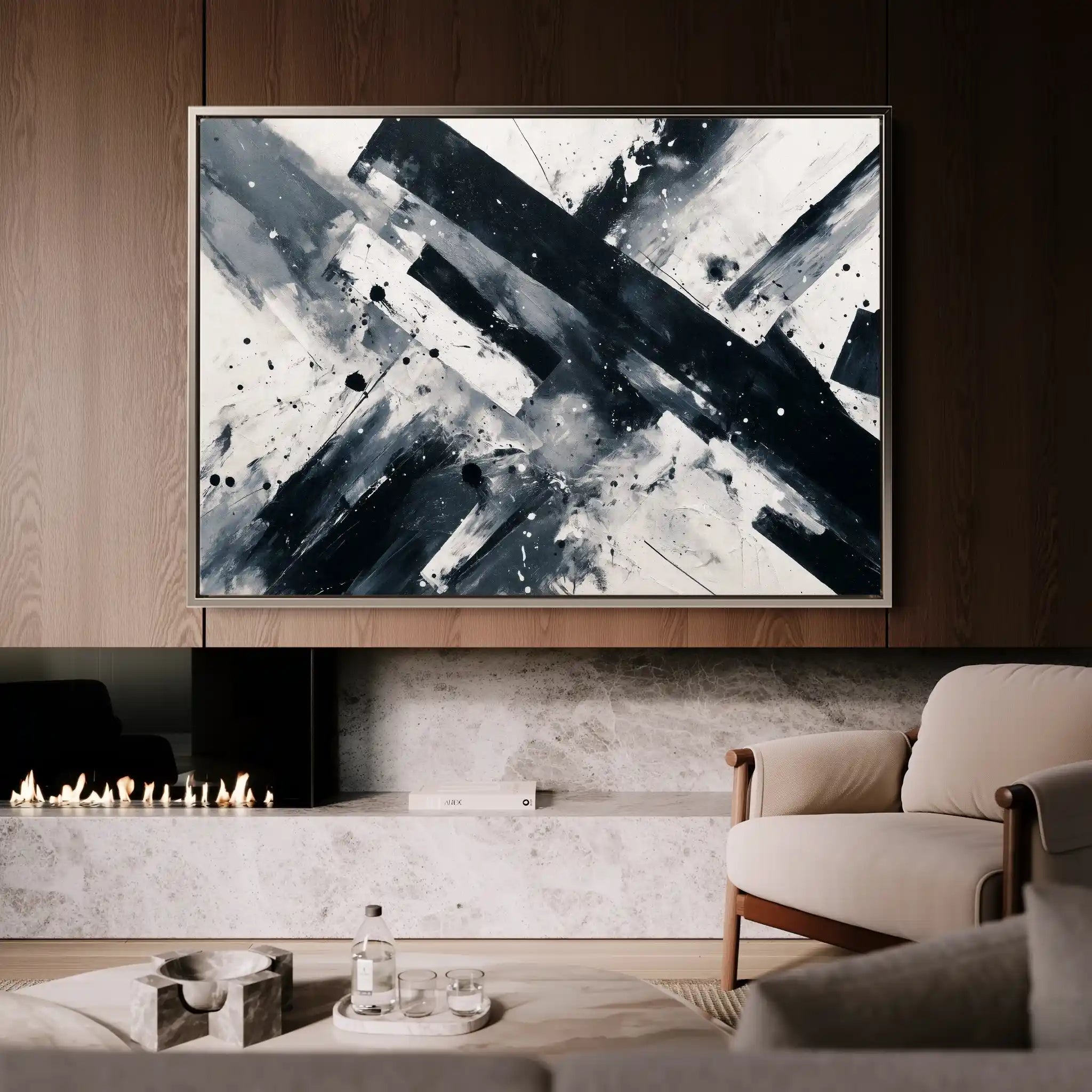 Abstract 1508 Canvas Art 60 x 40 cm / Black