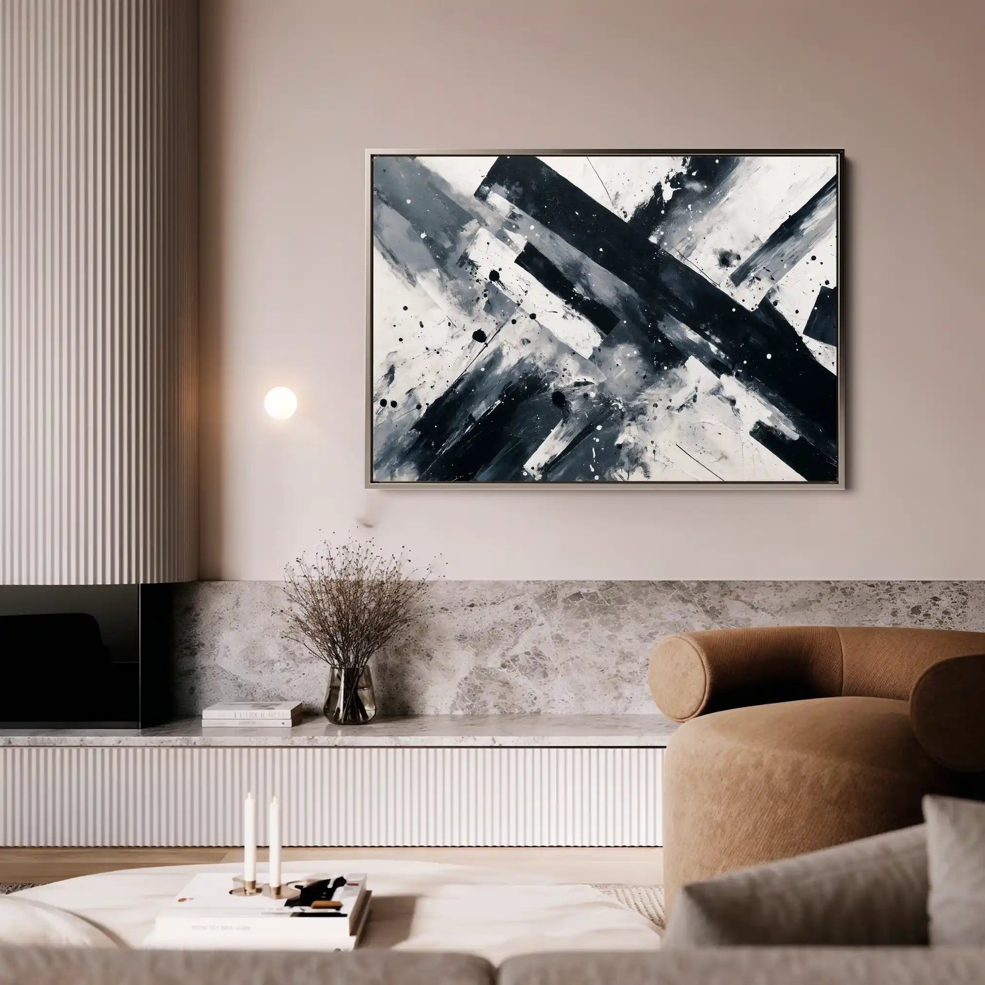 Abstract 1508 Canvas Art 60 x 40 cm / Black