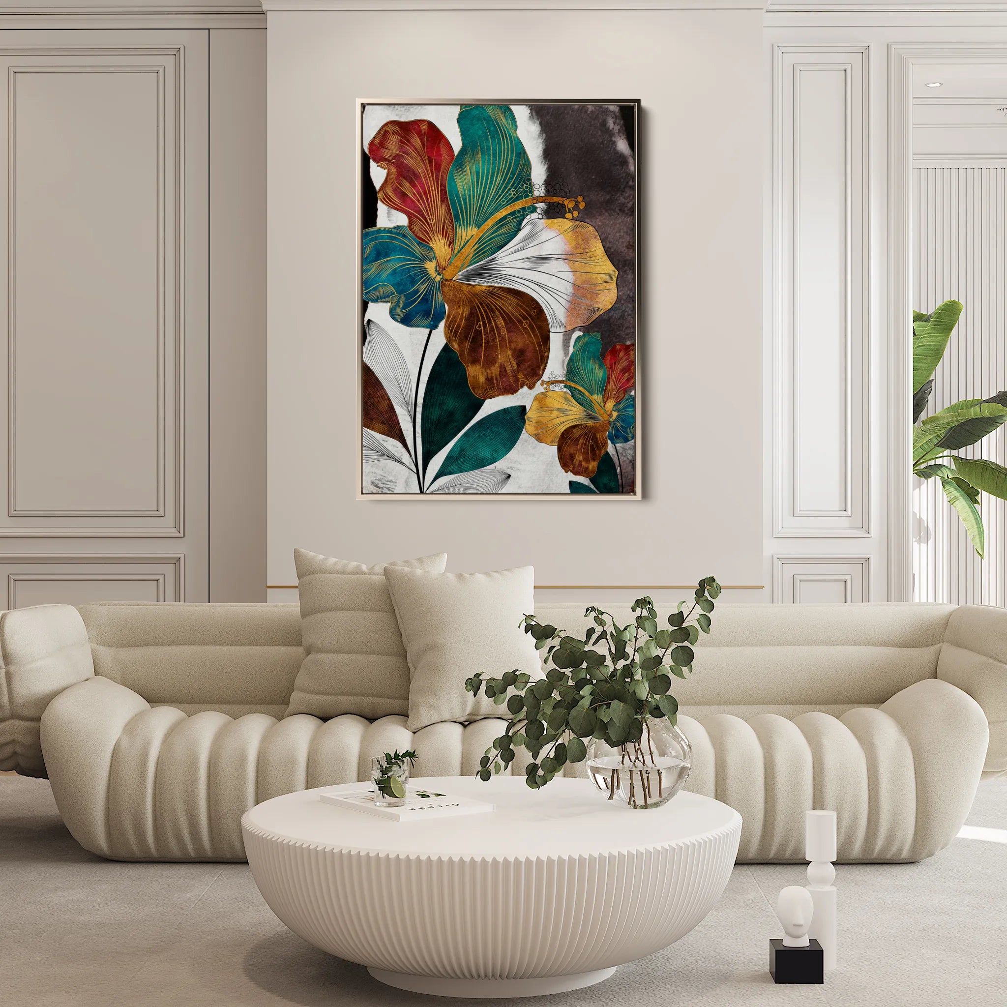 Floral 151 Canvas Art 18" x 24" / 45 x 60 cm / Black