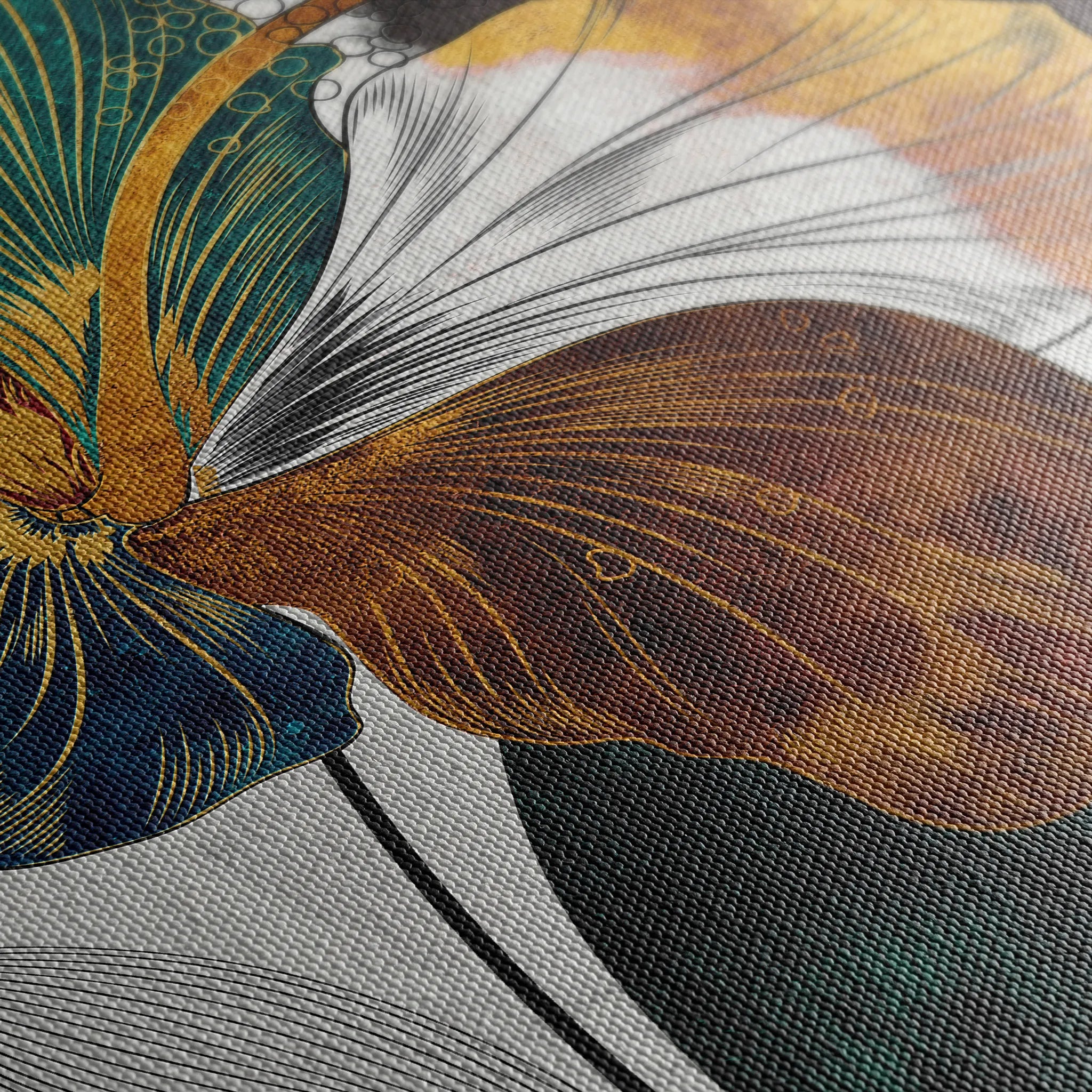 Floral 151 Canvas Art 18" x 24" / 45 x 60 cm / Black