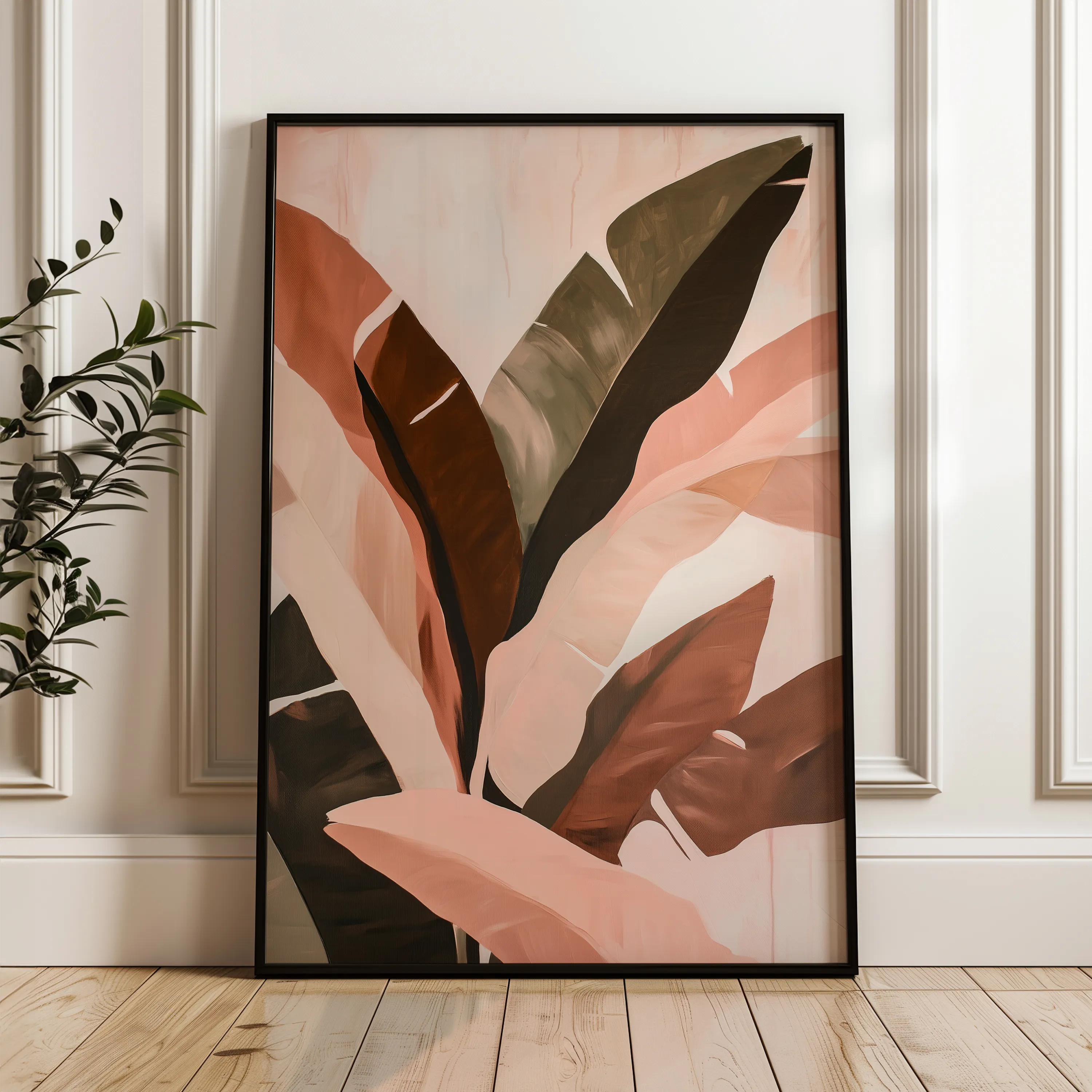 Floral 1514 Canvas Art 18" x 24" / 45 x 60 cm / Black