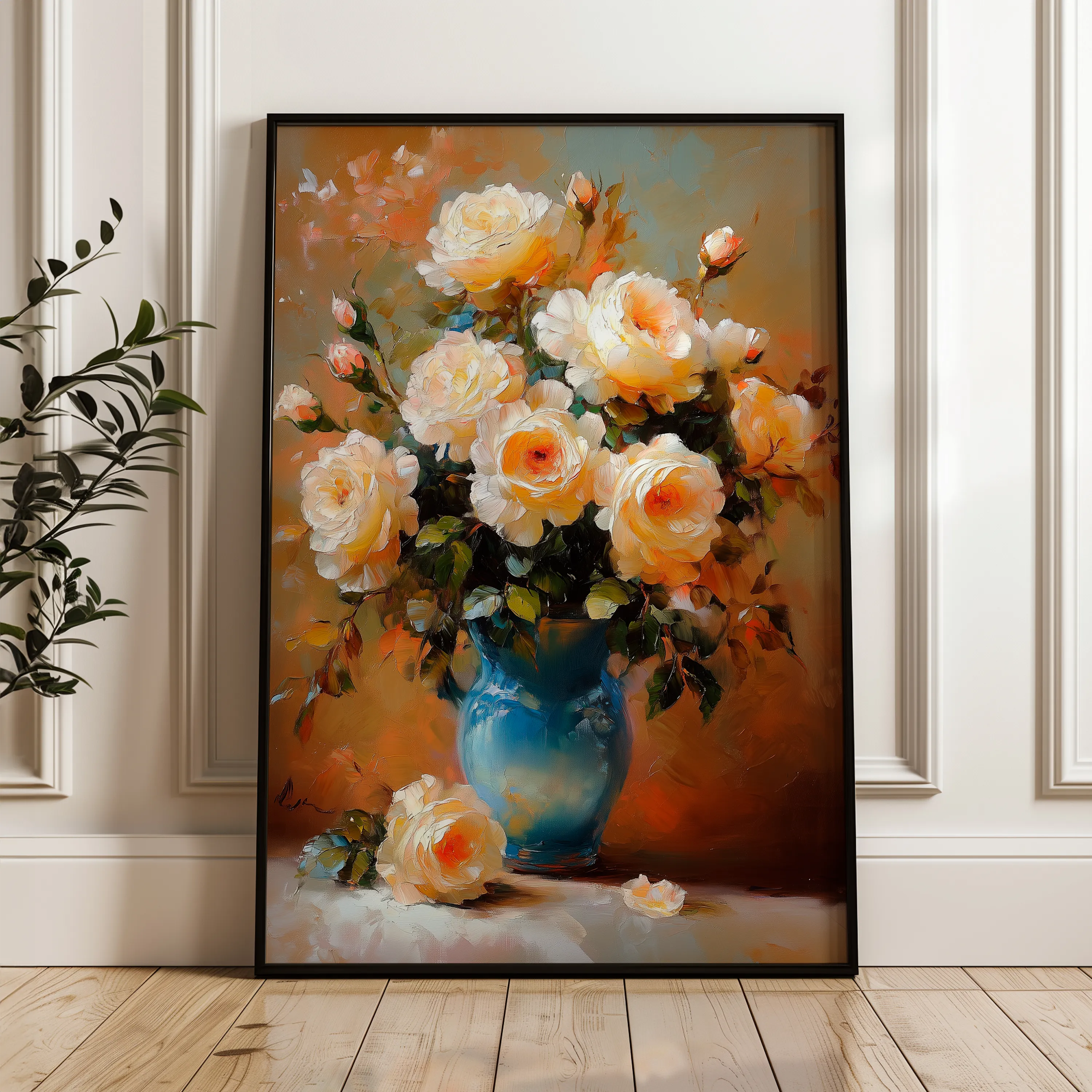 Floral 1517 Canvas Art 18" x 24" / 45 x 60 cm / Black