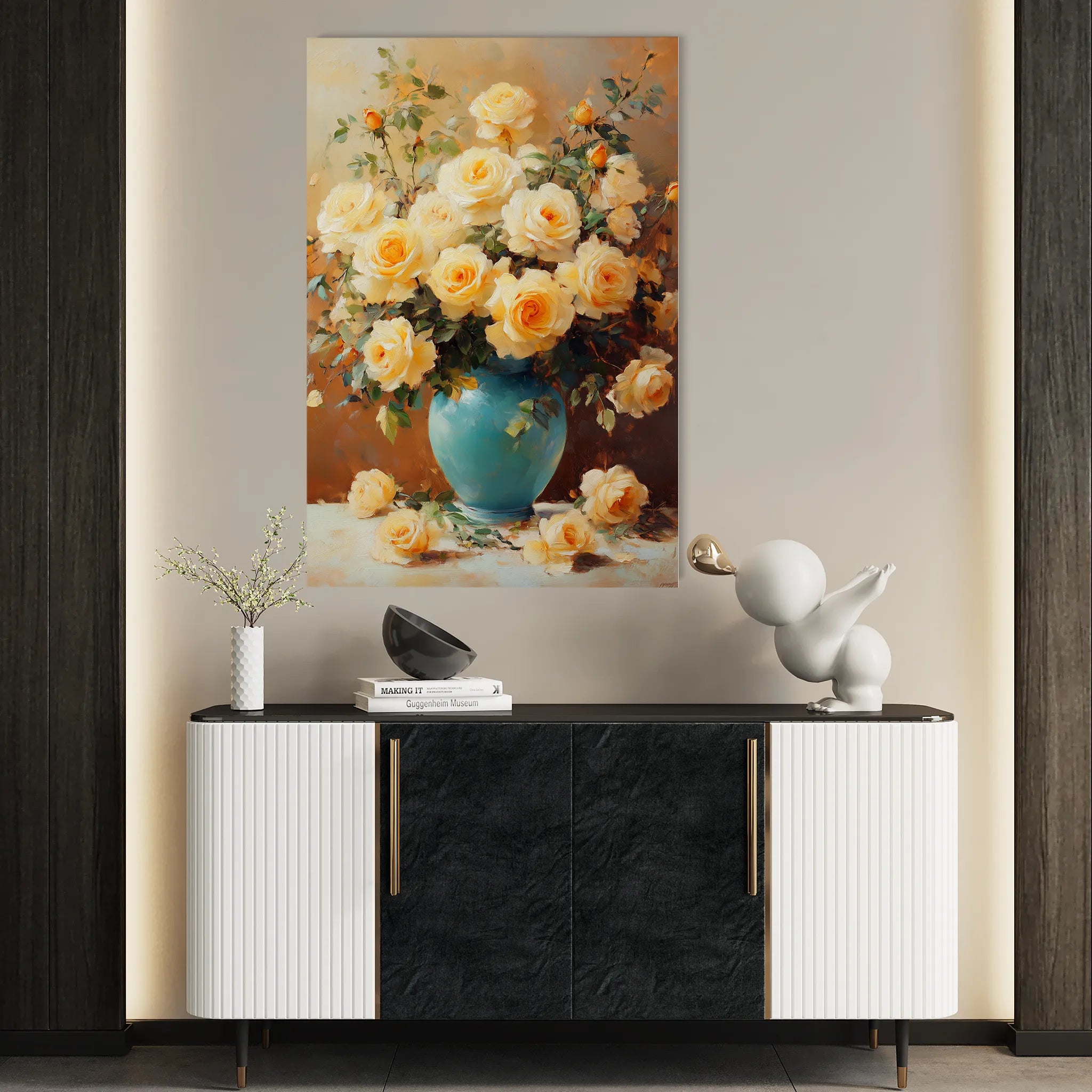 Floral 1518 Canvas Art 18" x 24" / 45 x 60 cm / Black