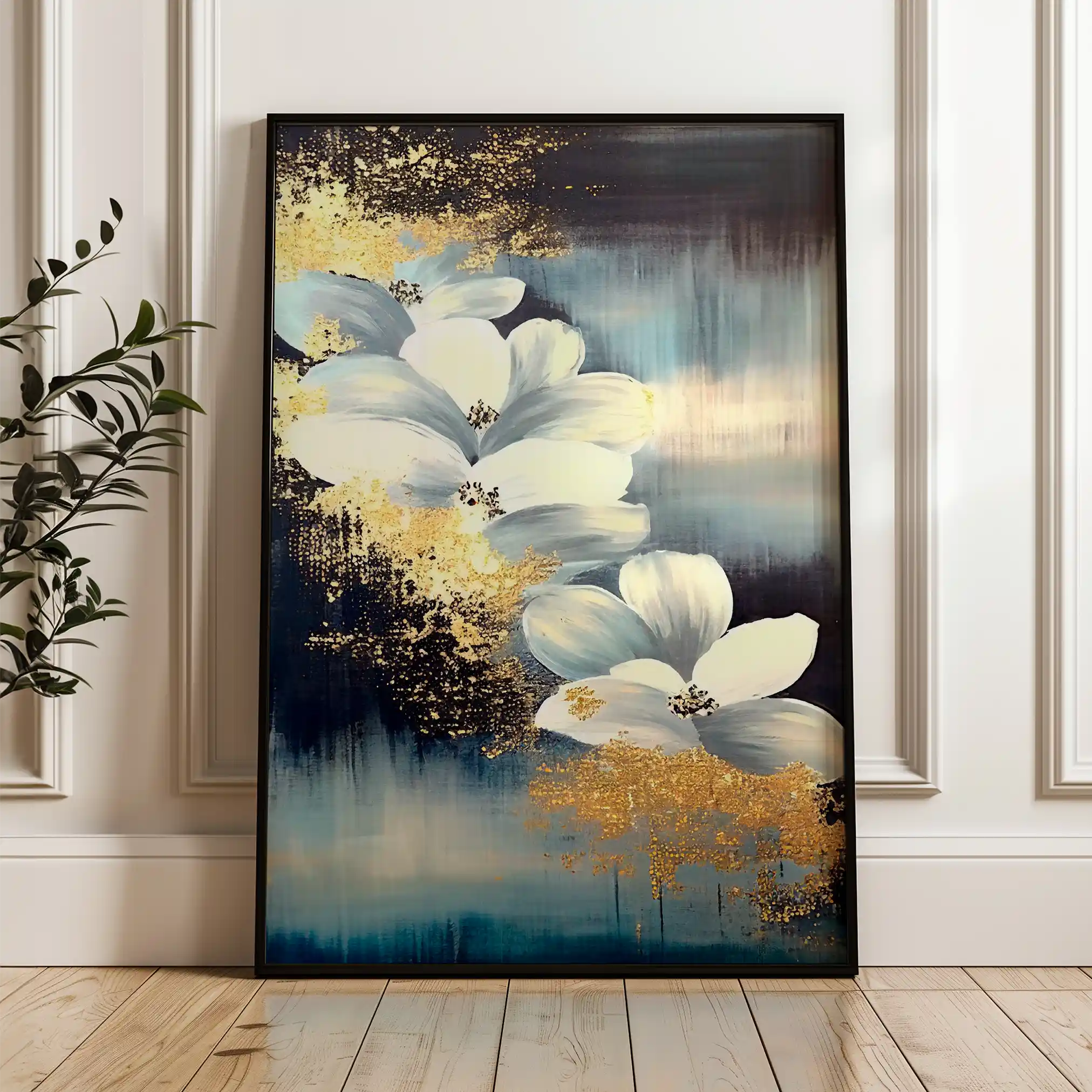 Floral 152 Canvas Art 60 x 40 cm / Black