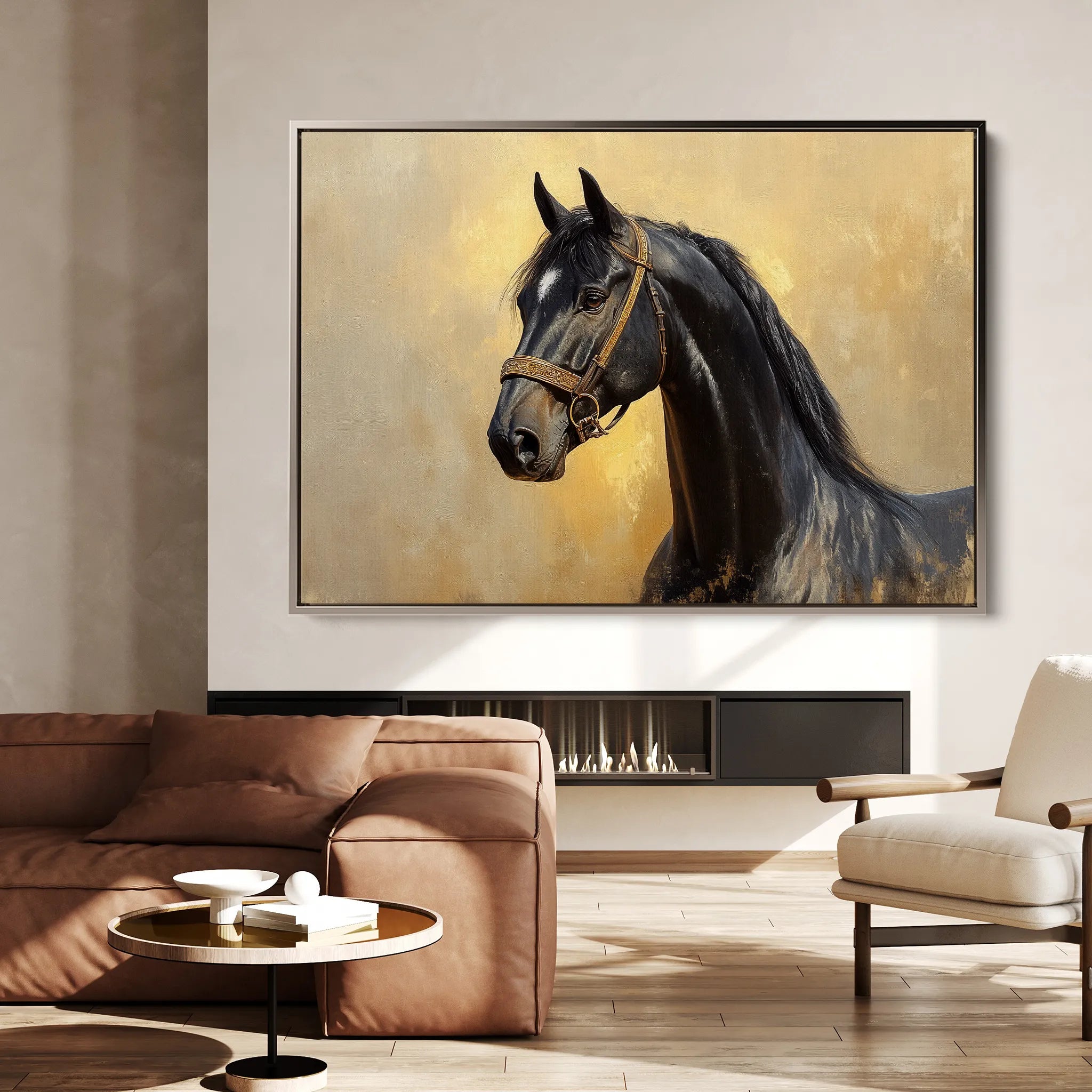 Horses 152 Canvas Art 18" x 24" / 45 x 60 cm / Black