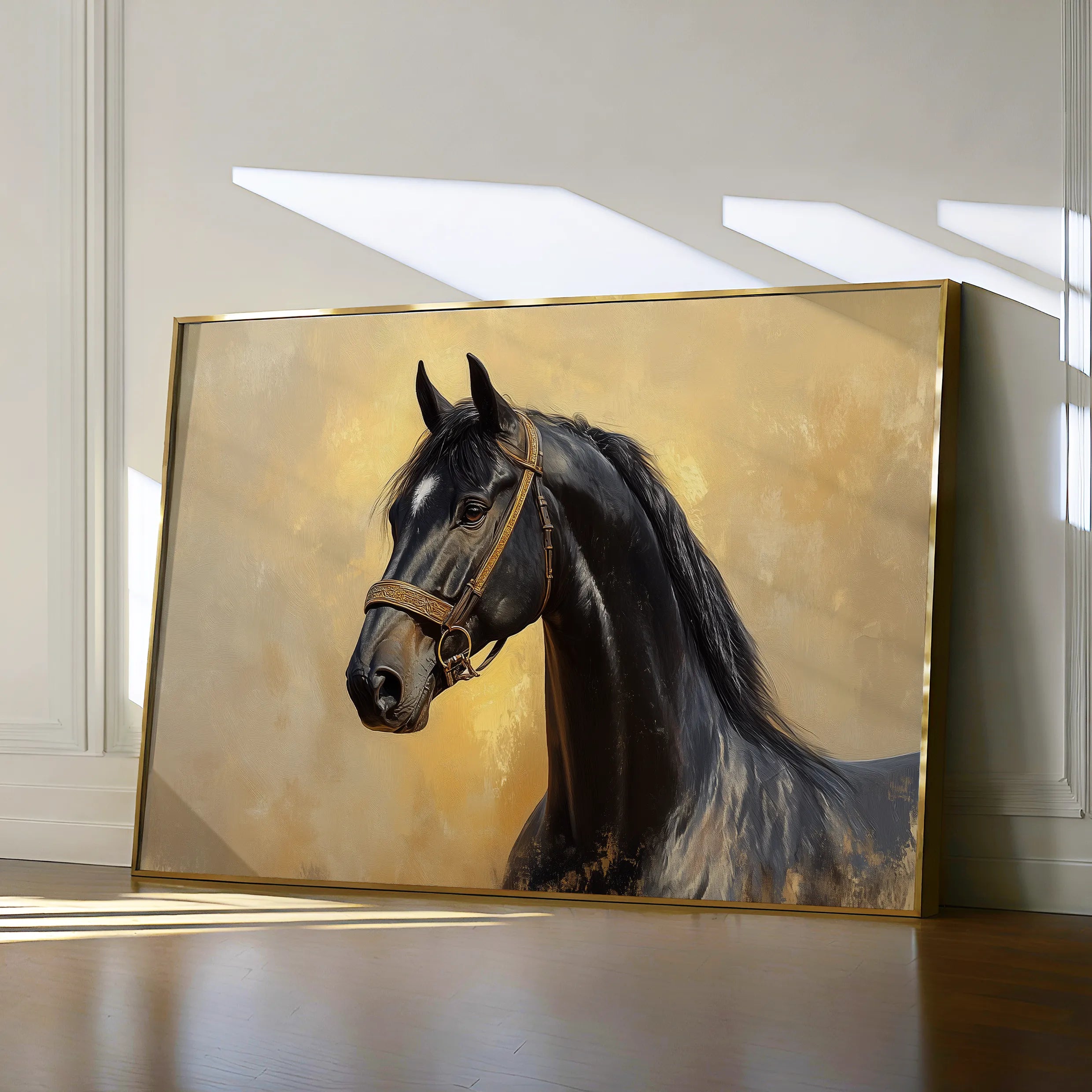 Horses 152 Canvas Art 18" x 24" / 45 x 60 cm / Black