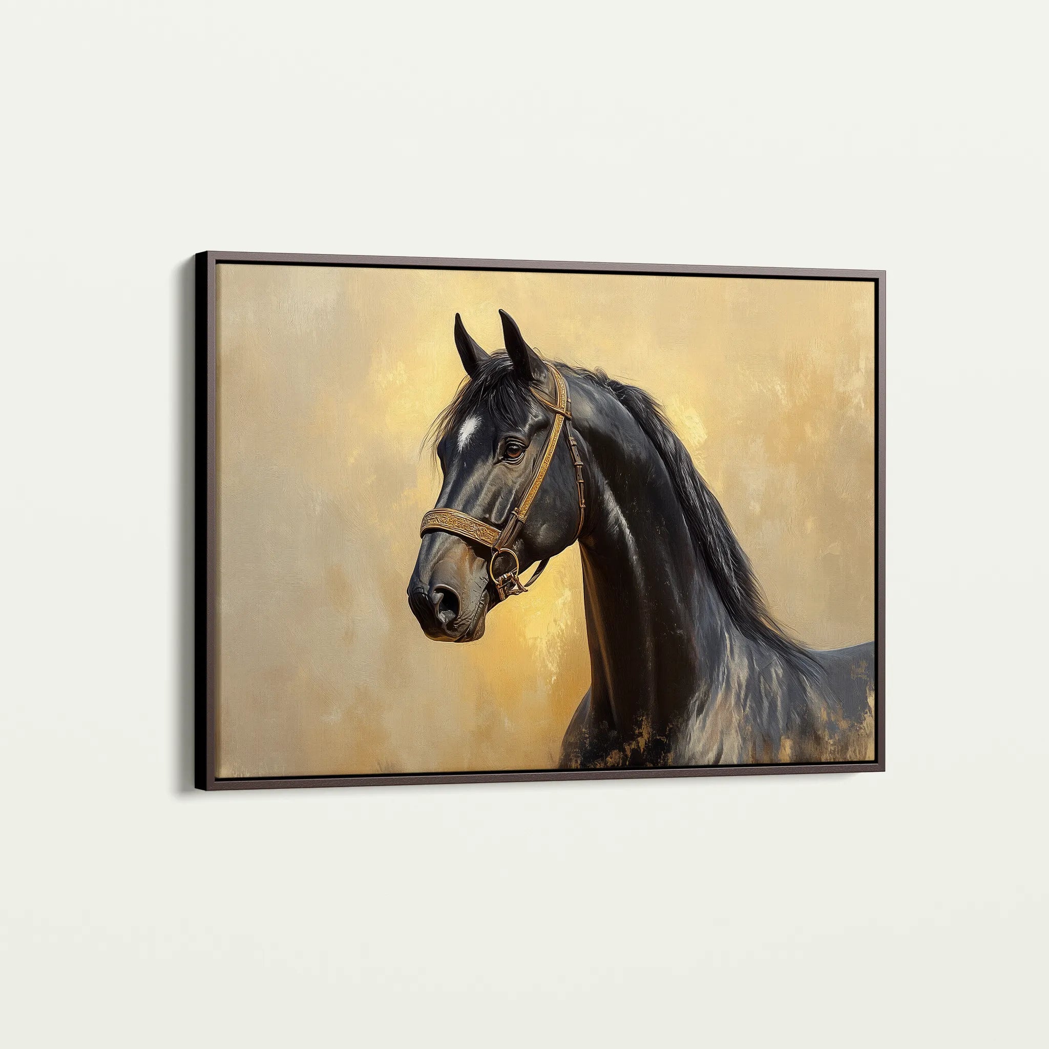 Horses 152 Canvas Art 18" x 24" / 45 x 60 cm / Black