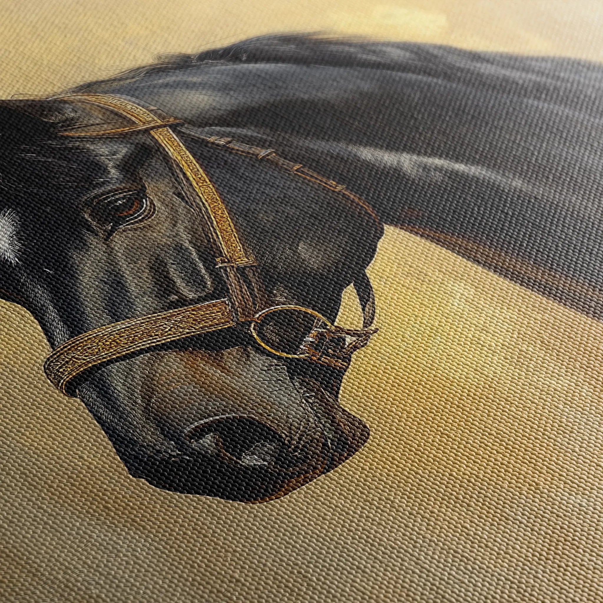 Horses 152 Canvas Art 18" x 24" / 45 x 60 cm / Black