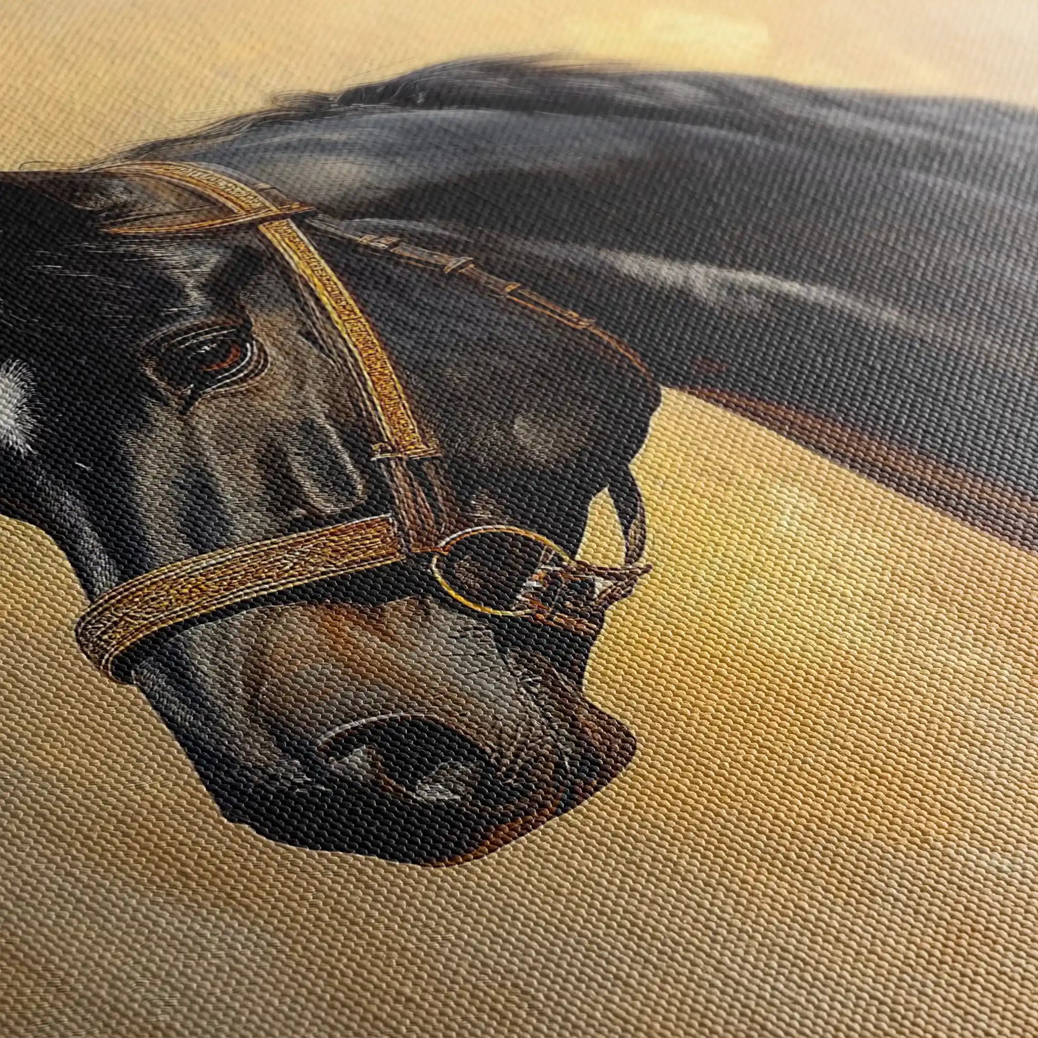Horses 152 Canvas Art 60 x 40 cm / Black