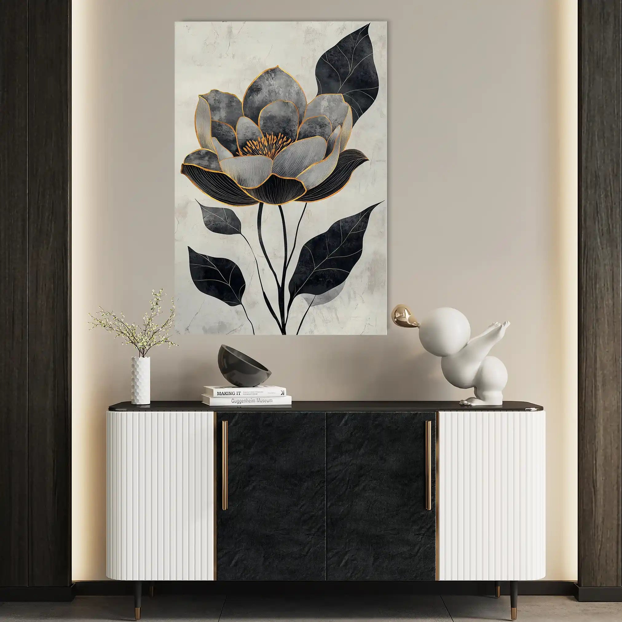 Floral 1520 Canvas Art 60 x 40 cm / Black