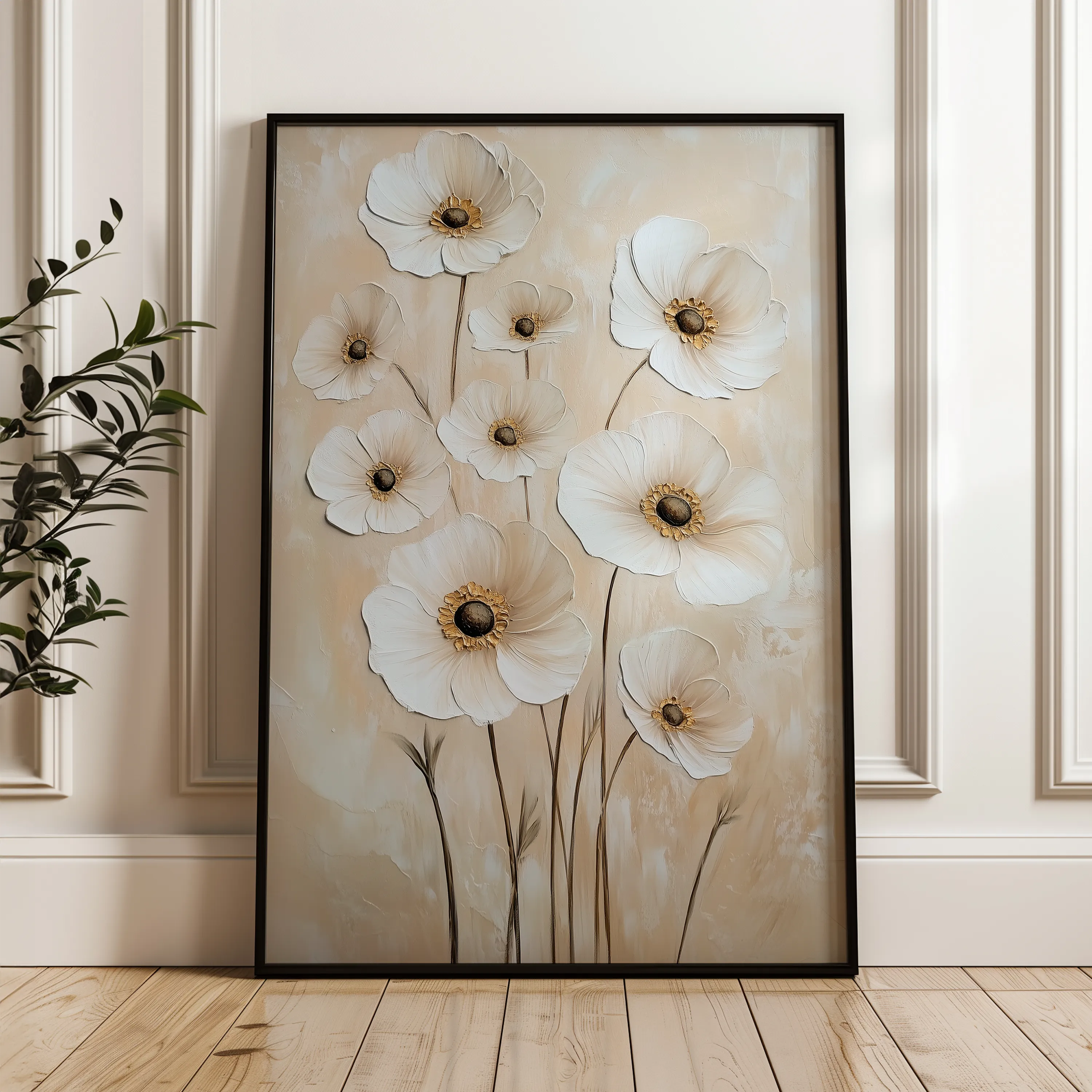 Floral 1523 Canvas Art 18" x 24" / 45 x 60 cm / Black