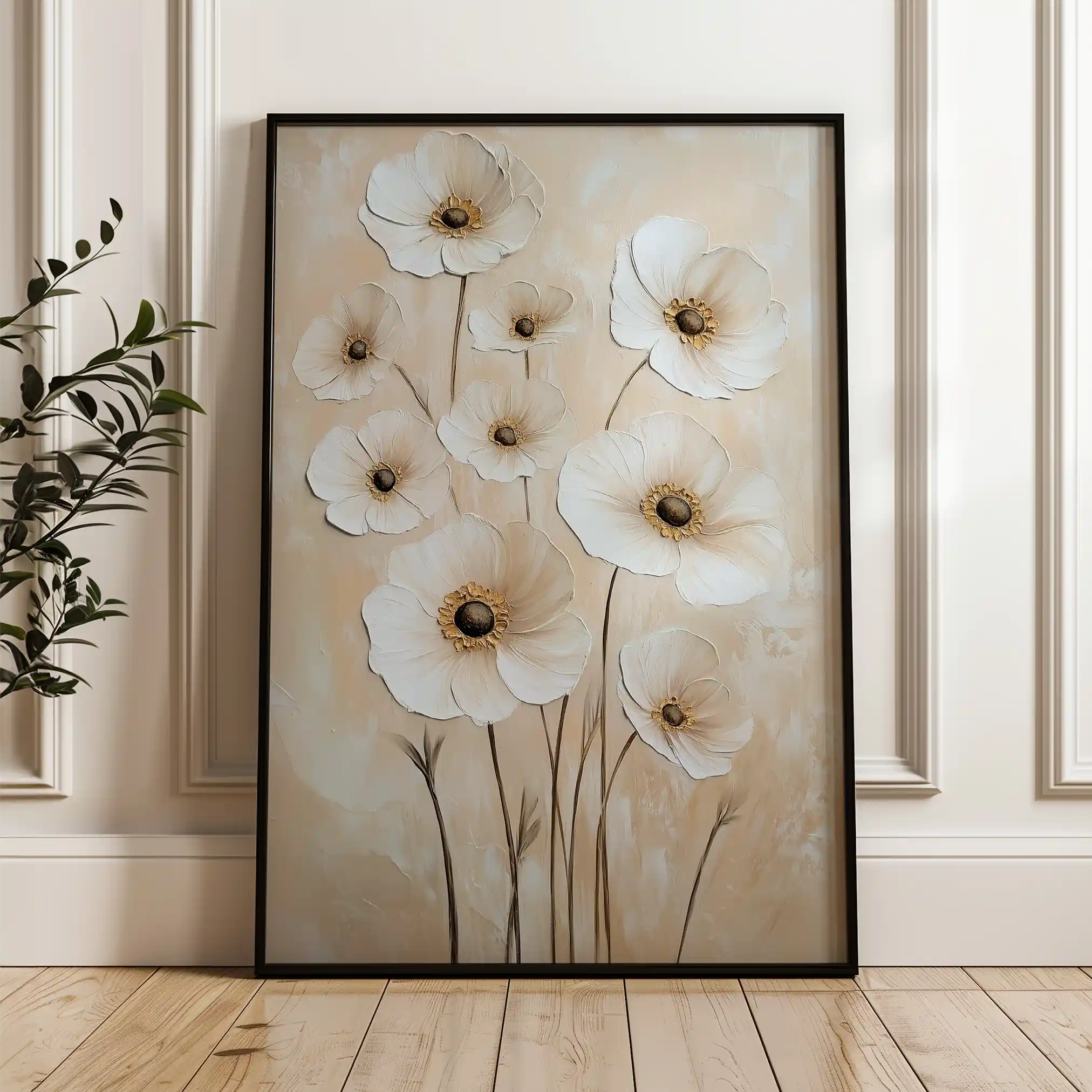 Floral 1523 Canvas Art 60 x 40 cm / Black