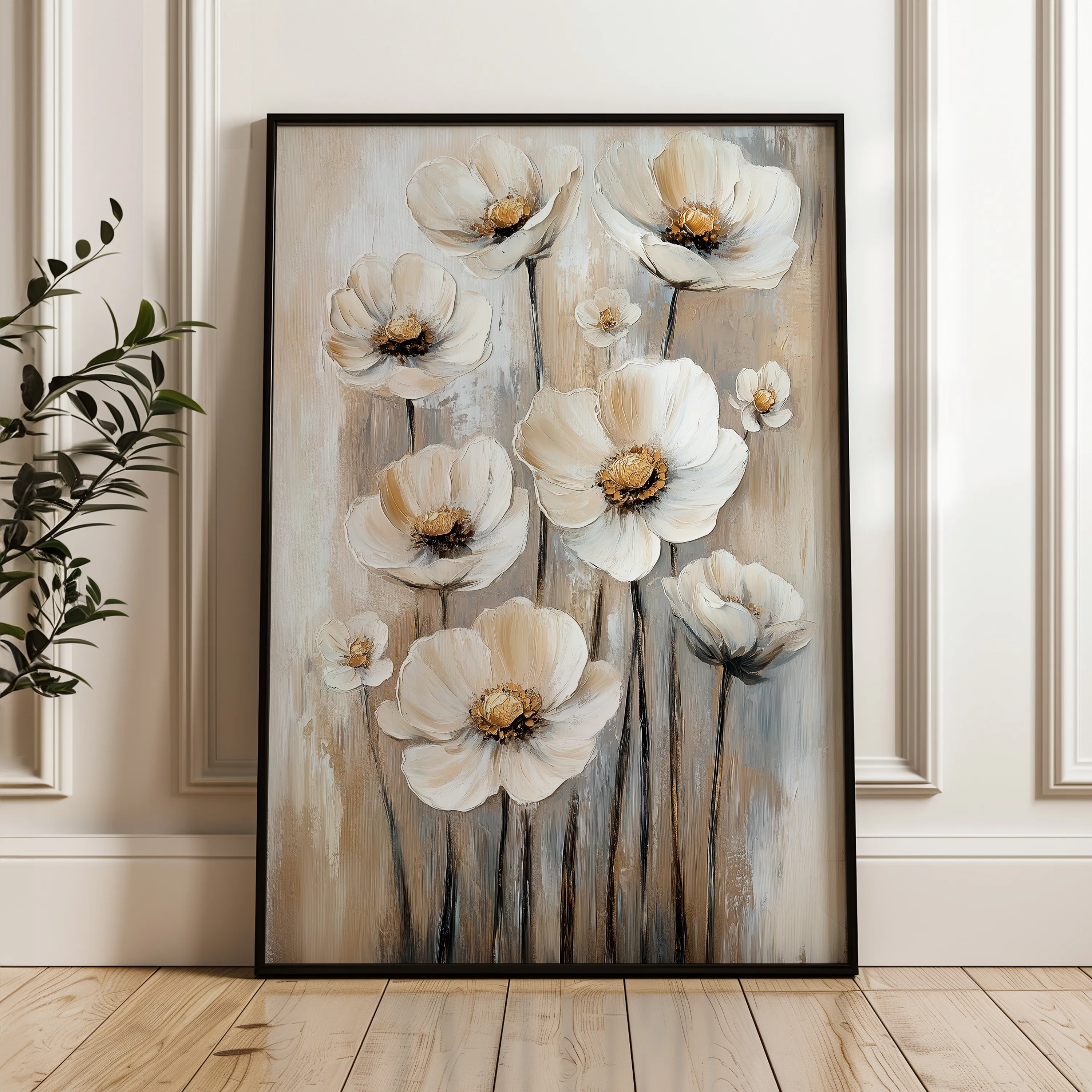 Floral 1524 Canvas Art 18" x 24" / 45 x 60 cm / Black