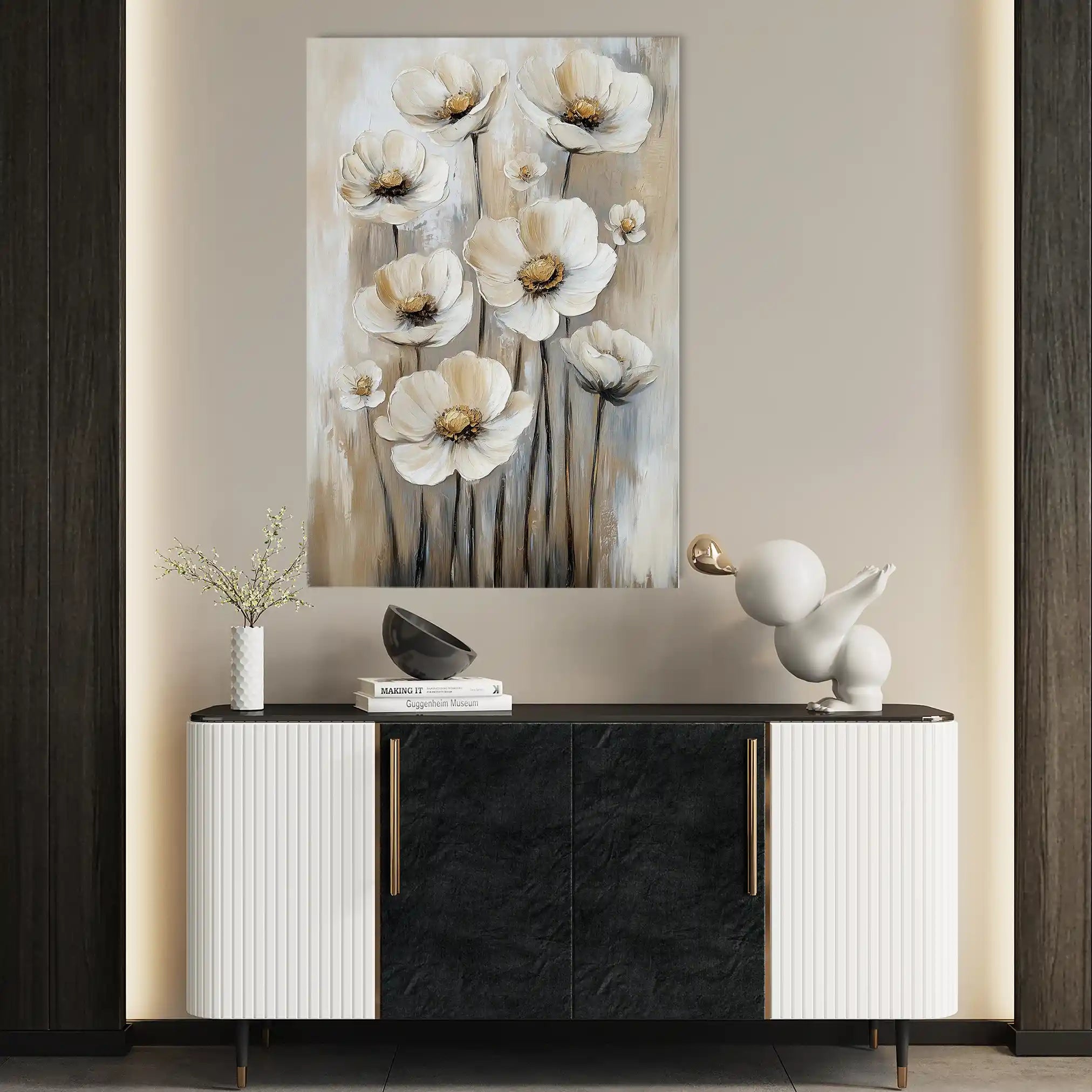 Floral 1524 Canvas Art 60 x 40 cm / Black