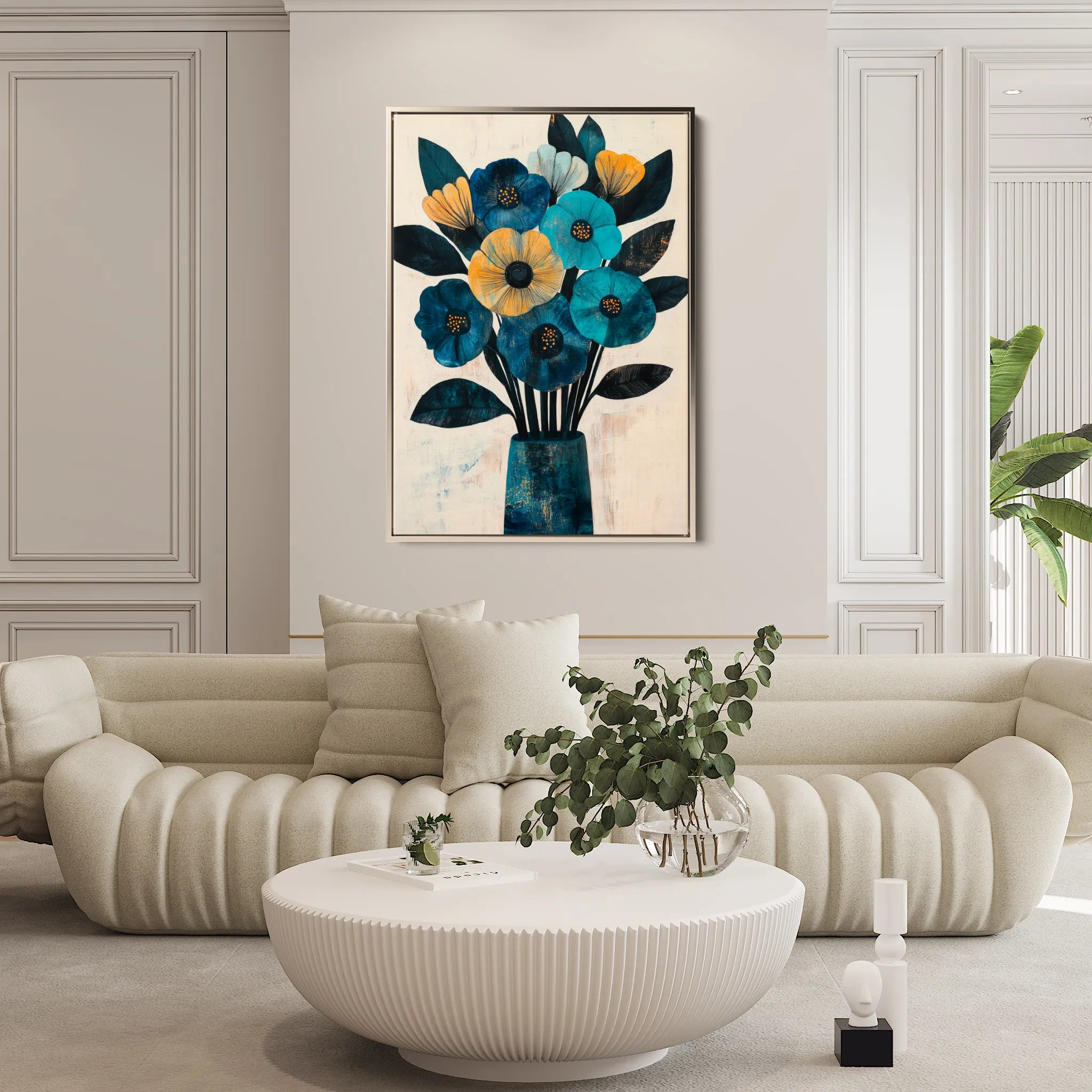 Floral 1525 Canvas Art 18" x 24" / 45 x 60 cm / Black