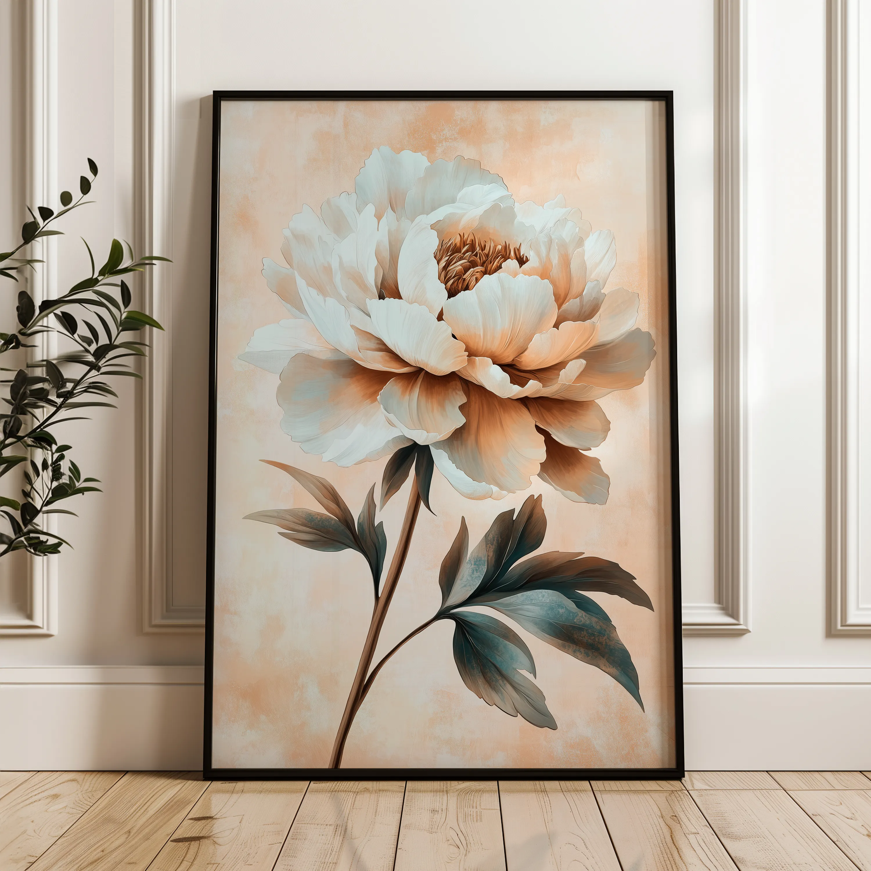 Floral 1526 Canvas Art 18" x 24" / 45 x 60 cm / Black