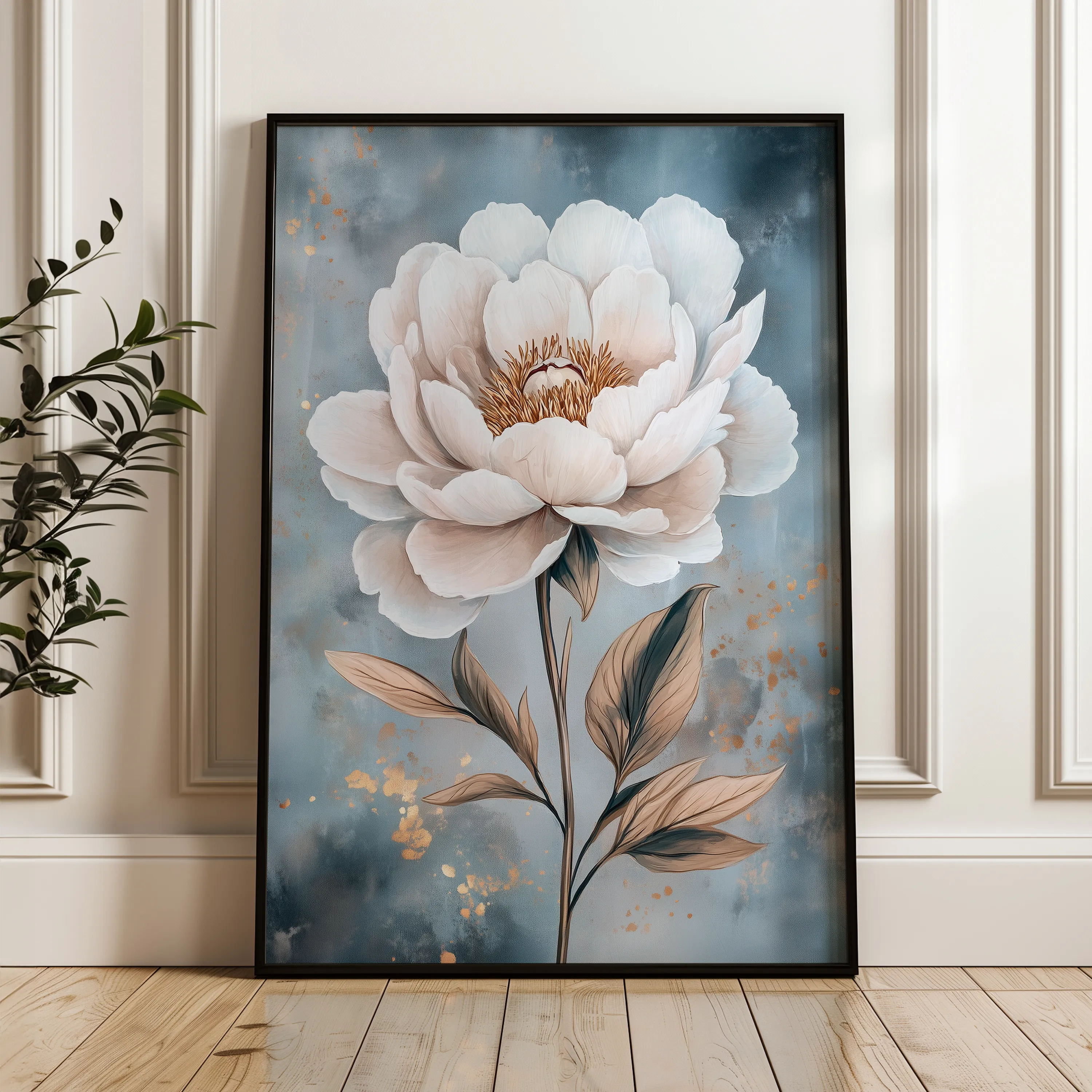 Floral 1527 Canvas Art 18" x 24" / 45 x 60 cm / Black