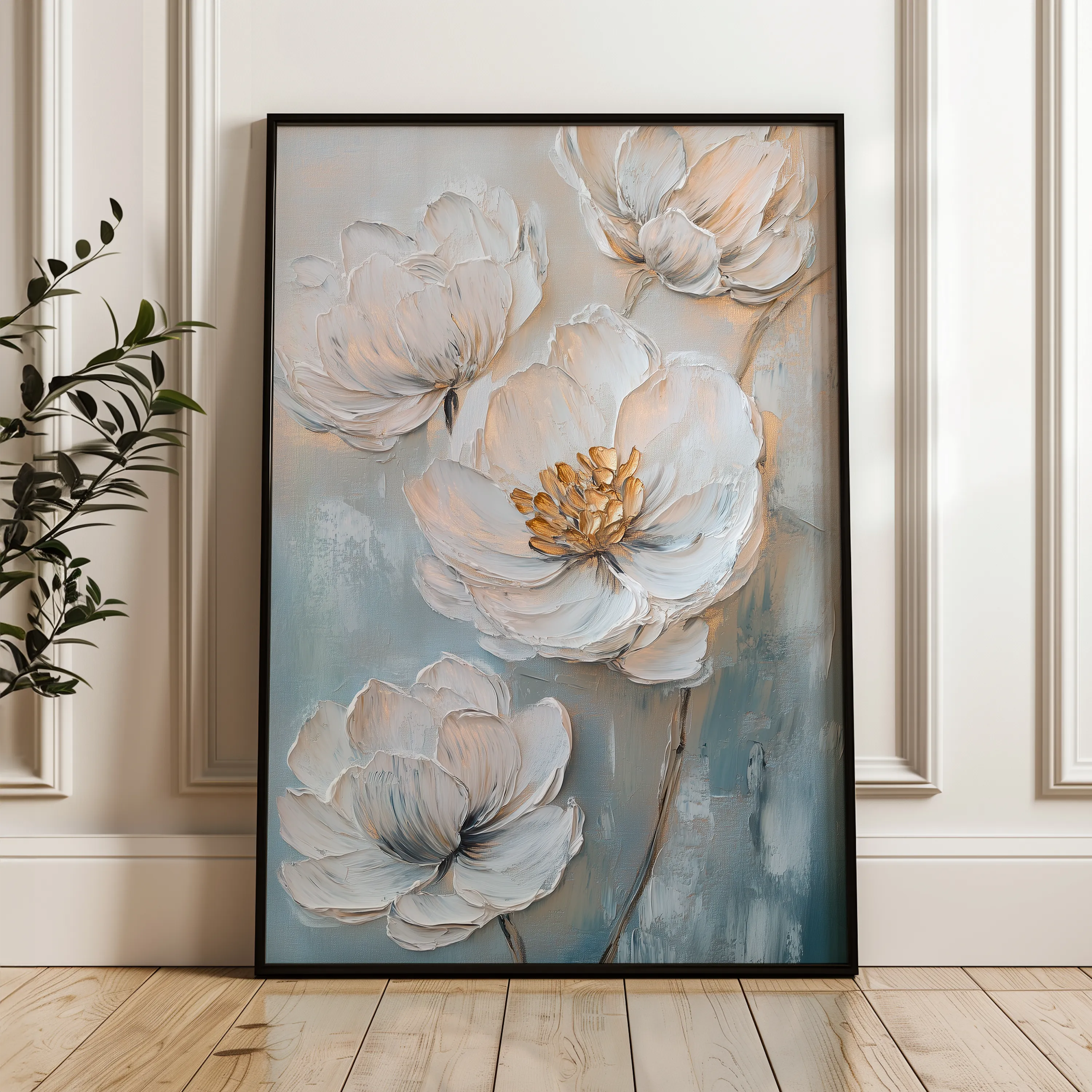 Floral 1528 Canvas Art 18" x 24" / 45 x 60 cm / Black