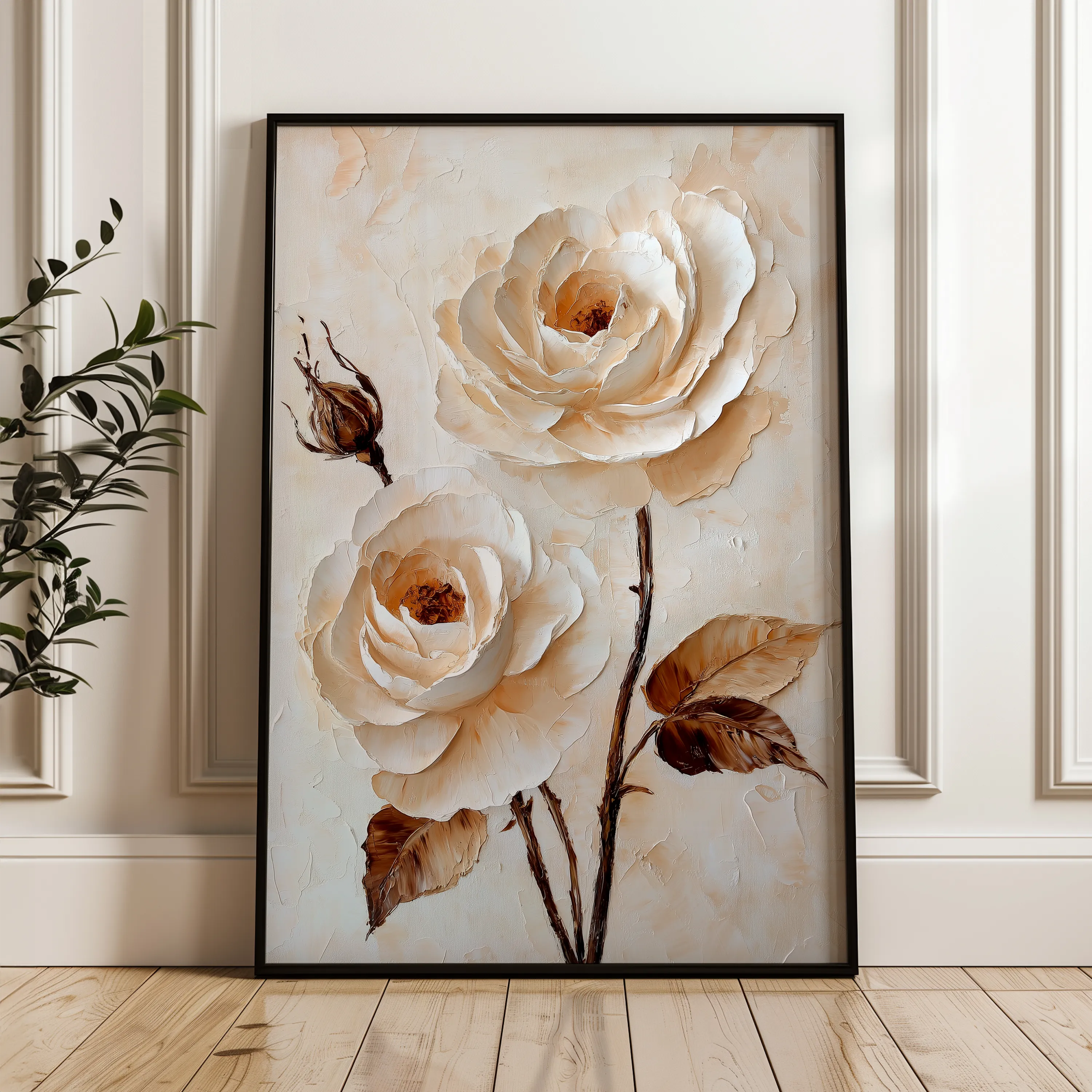 Floral 1529 Canvas Art 18" x 24" / 45 x 60 cm / Black