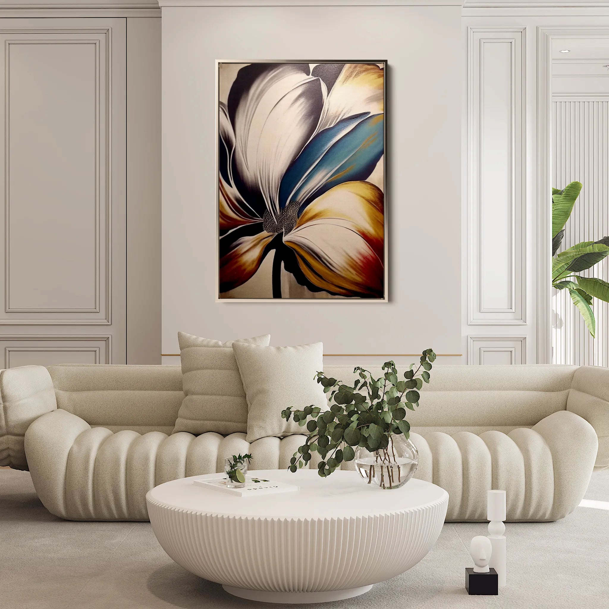 Floral 153 Canvas Art 18" x 24" / 45 x 60 cm / Black
